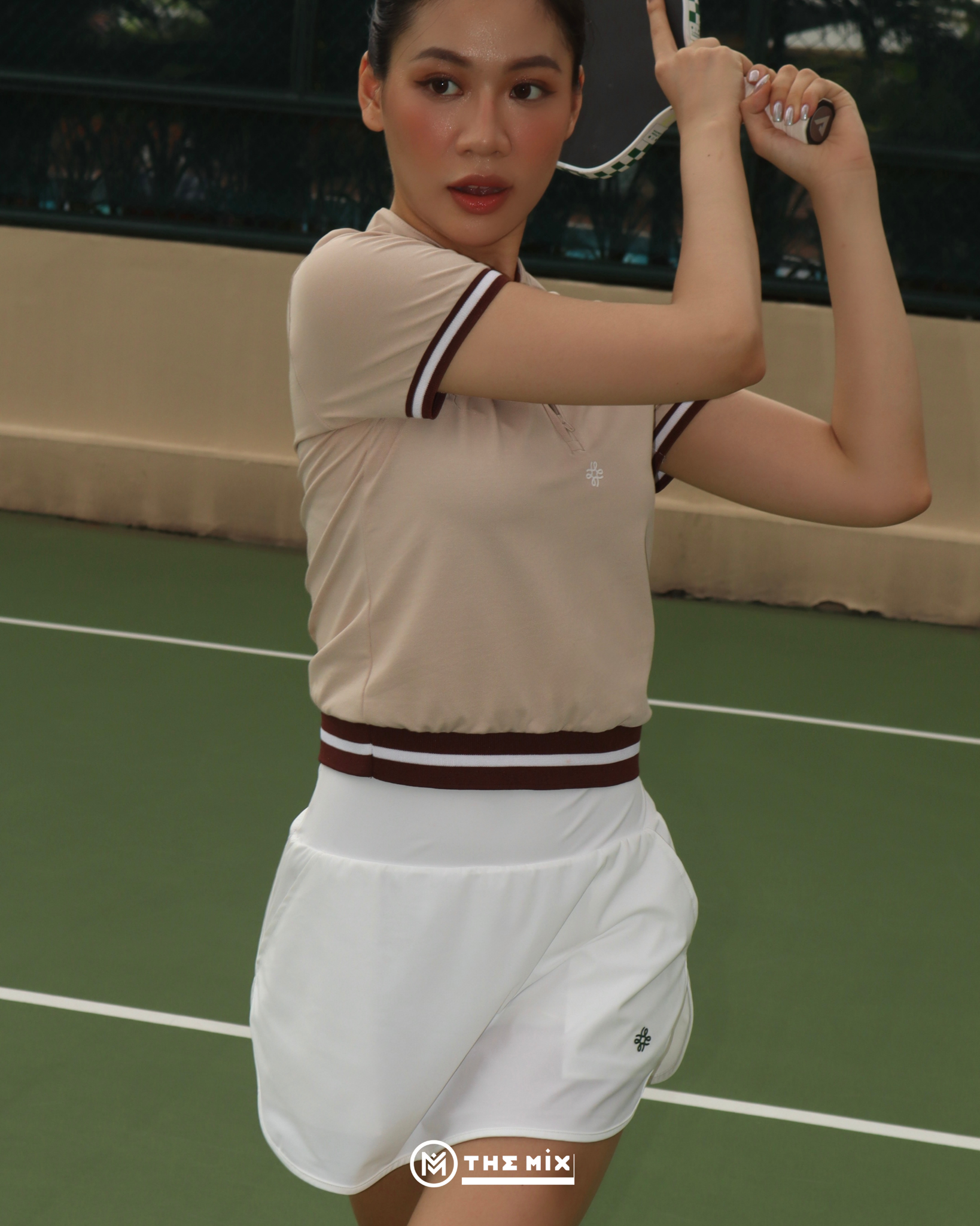 Áo thể thao nữ Royce Polo - Beige - PicknMix Áo Thể Thao Pickleball