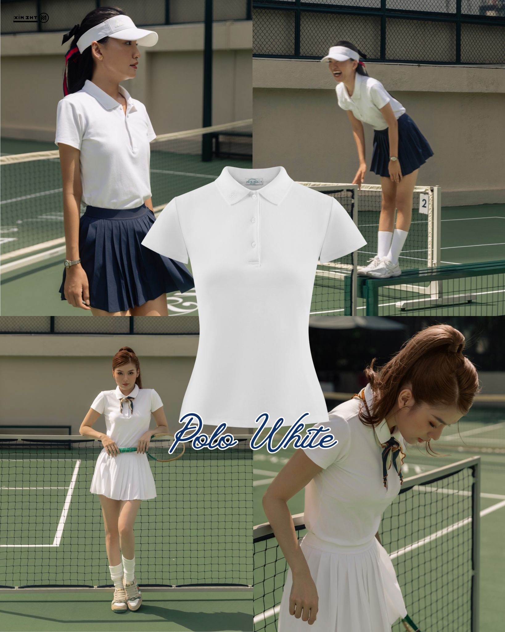 Áo Thể Thao Polo Nữ Màu Trắng - PicknMix Sportwear