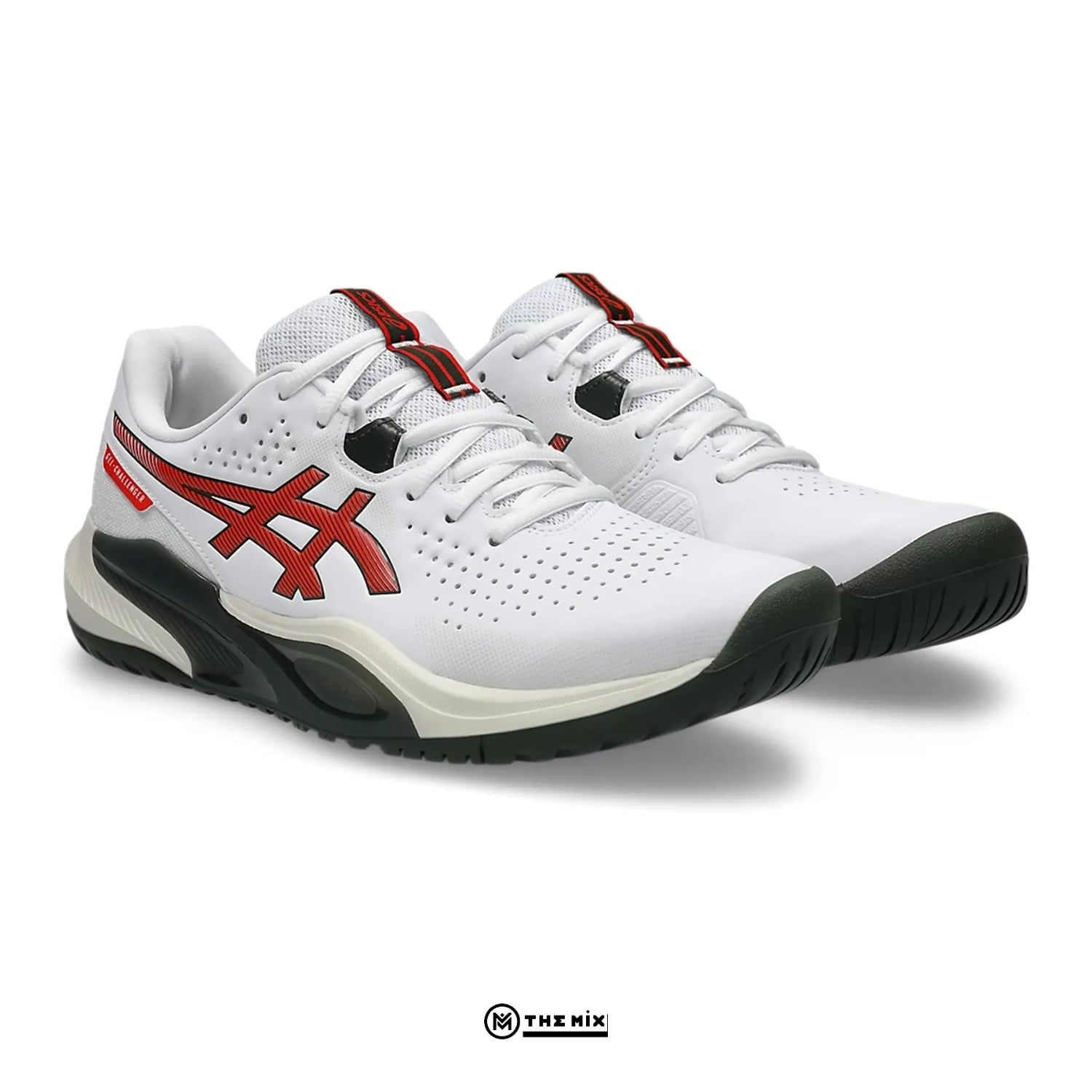 Asics Gel Challenger 15 White Cherry Tomato, ASICS tennis shoes, 1041A510-104, GEL cushioning, white red tennis shoes, court performance shoes, pickleball shoes