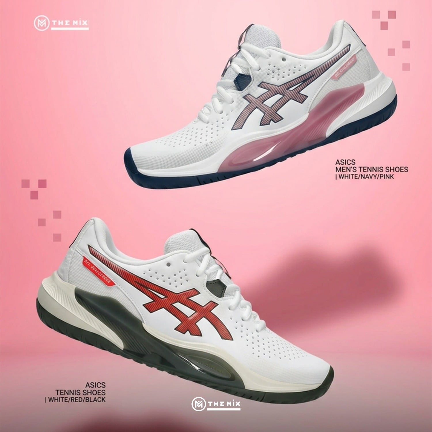Asics Gel Challenger 15 White Cherry Tomato, ASICS tennis shoes, 1041A510-104, GEL cushioning, white red tennis shoes, court performance shoes, pickleball shoes