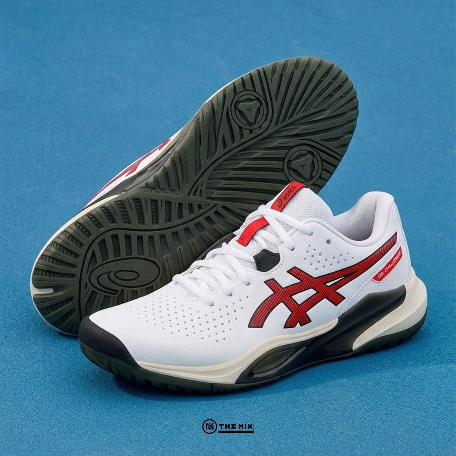 Asics Gel Challenger 15 White Cherry Tomato, ASICS tennis shoes, 1041A510-104, GEL cushioning, white red tennis shoes, court performance shoes, pickleball shoes
