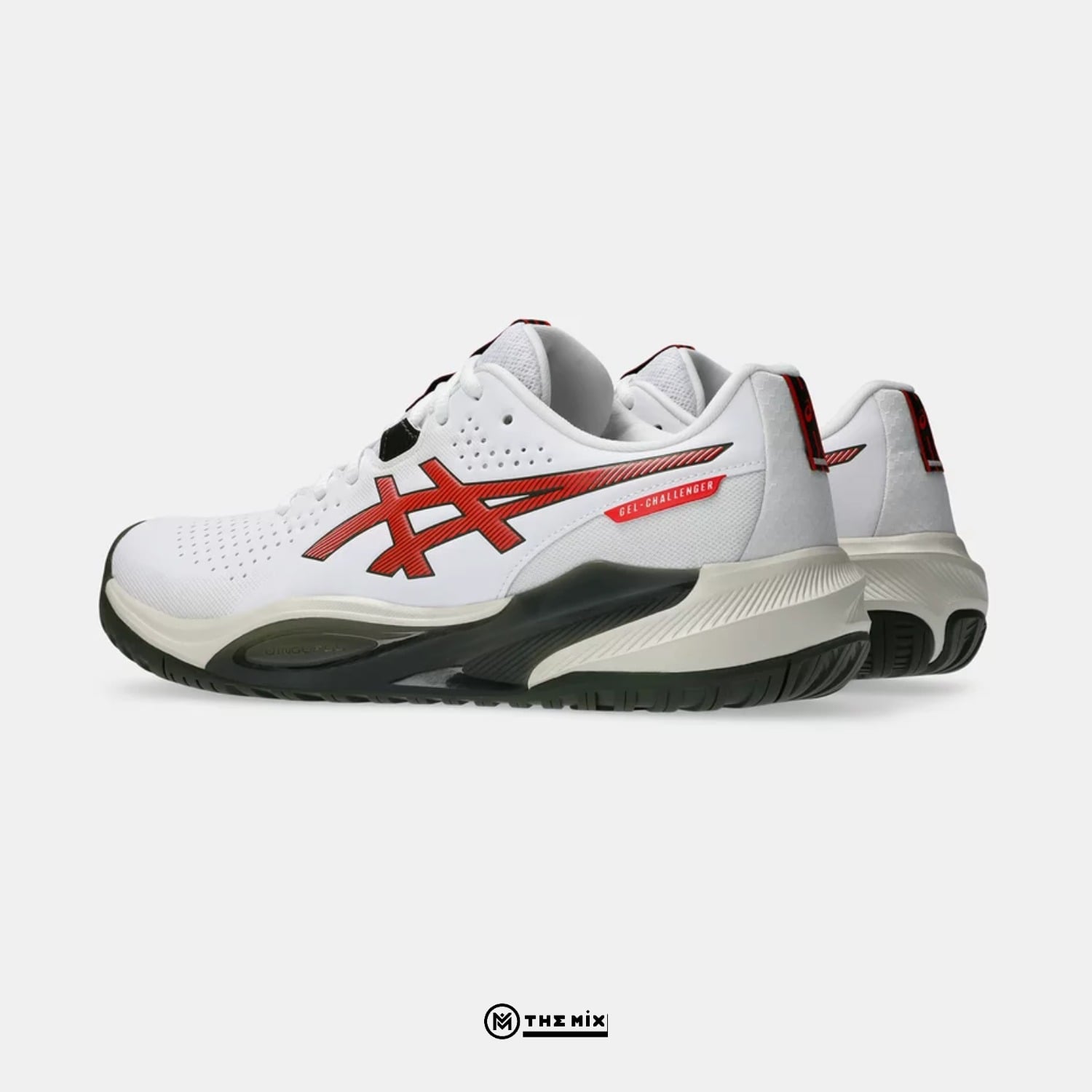 Asics Gel Challenger 15 White Cherry Tomato, ASICS tennis shoes, 1041A510-104, GEL cushioning, white red tennis shoes, court performance shoes, pickleball shoes