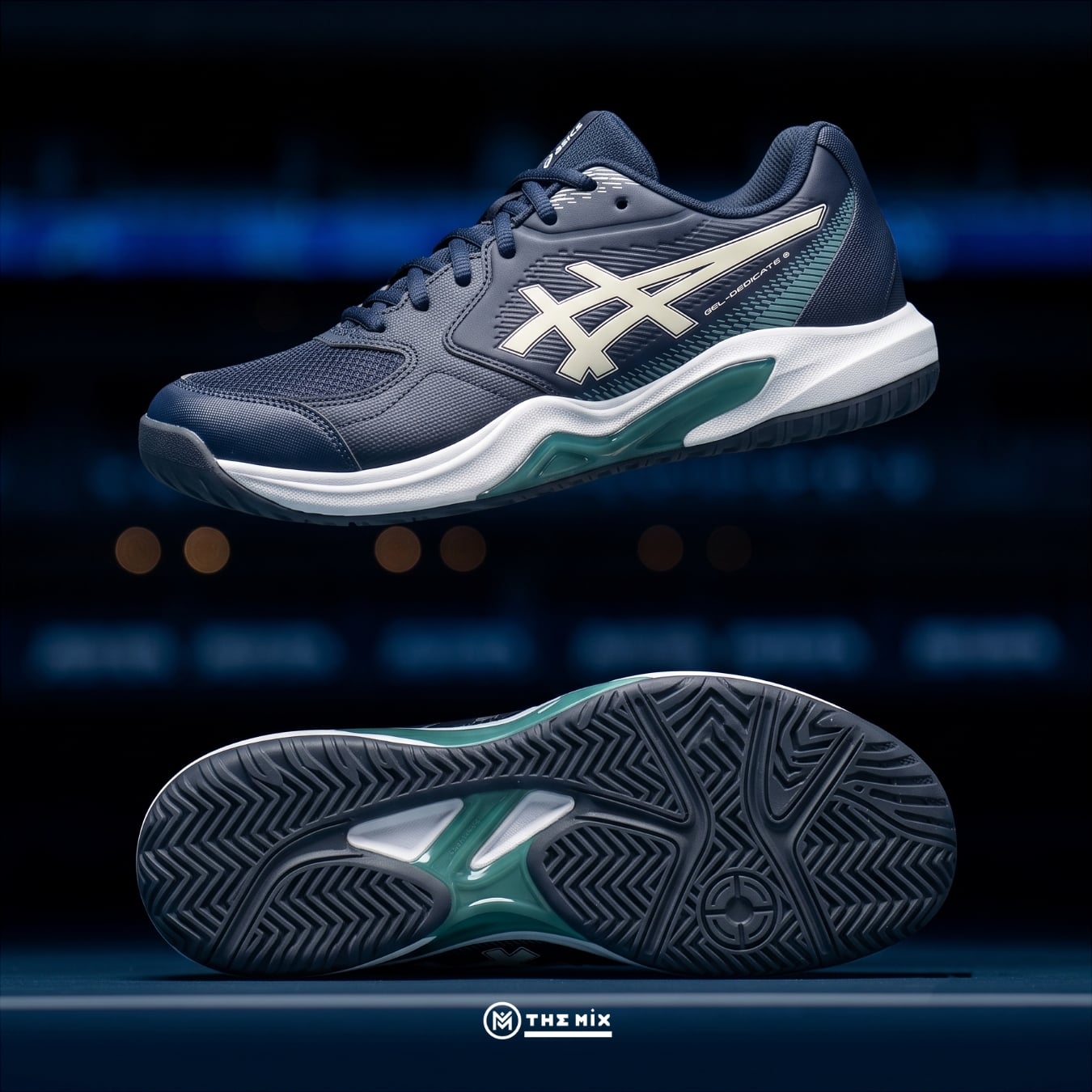 Asics Gel Dedicate 9 Midnight Oatmeal, ASICS Gel Dedicate 9 1041A543-400, ASICS tennis shoes, ASICS pickleball shoes, GEL cushioning court shoes, giày tennis ASICS