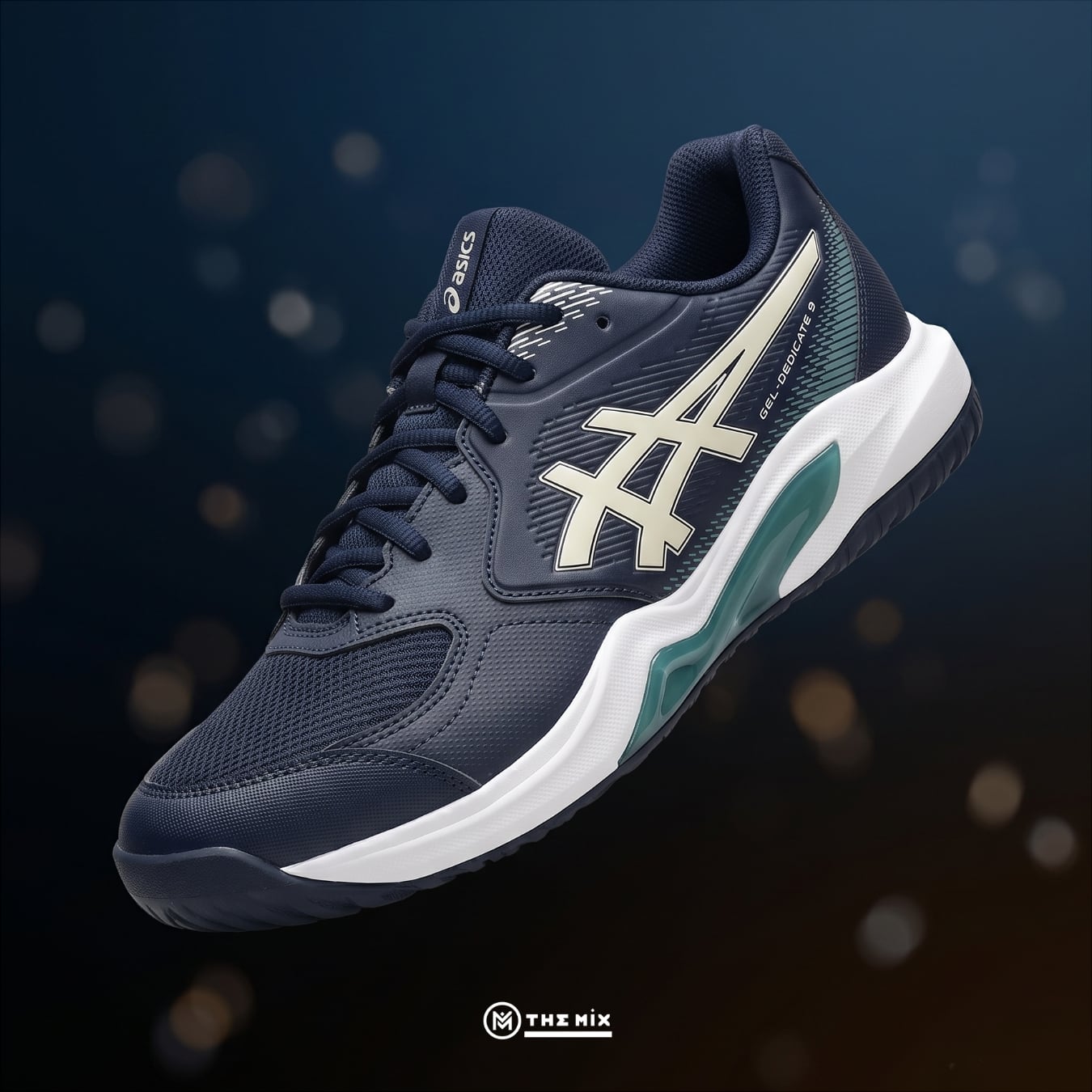 Asics Gel Dedicate 9 Midnight Oatmeal, ASICS Gel Dedicate 9 1041A543-400, ASICS tennis shoes, ASICS pickleball shoes, GEL cushioning court shoes, giày tennis ASICS