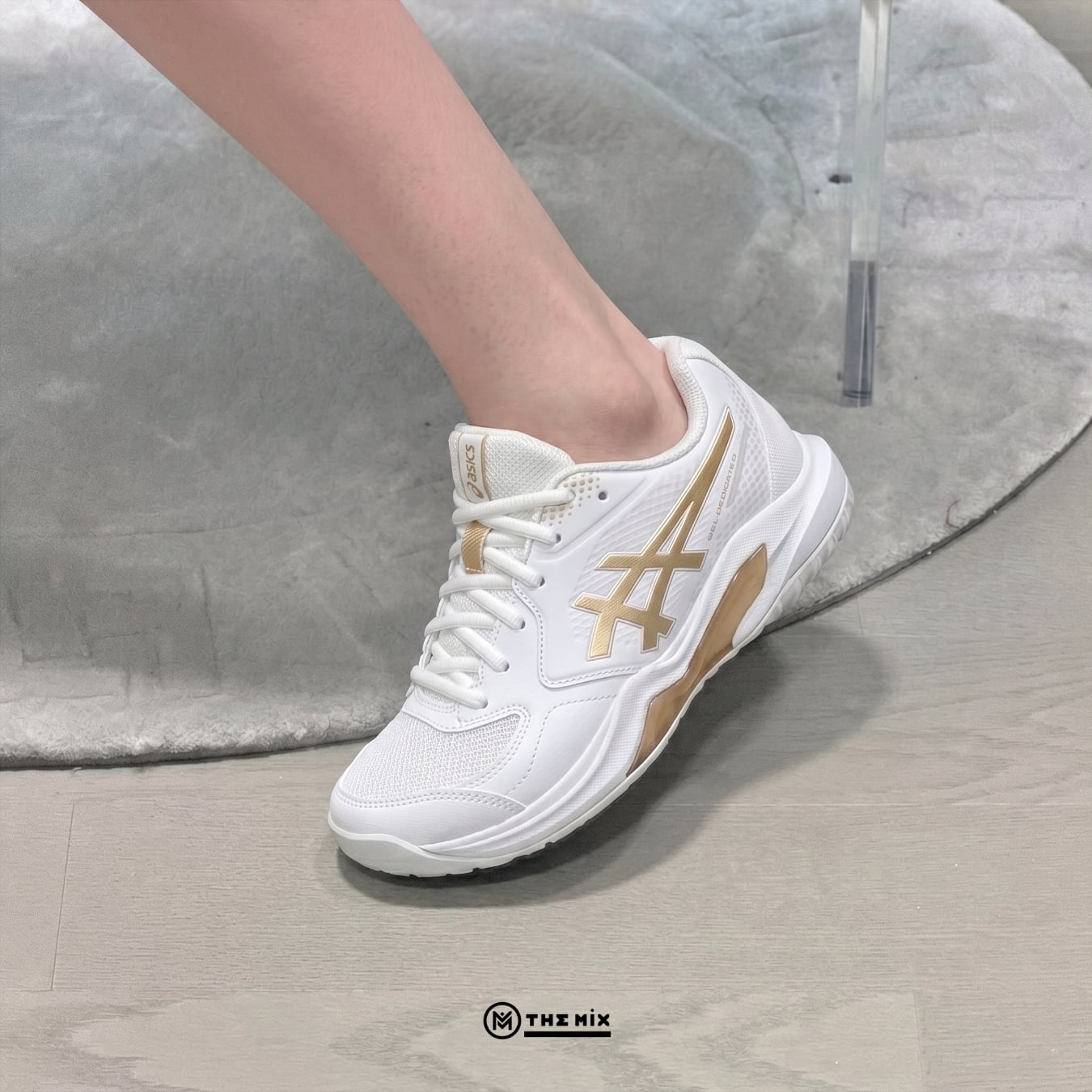 Asics Gel Dedicate 9 White Champagne, ASICS 1042A317-100, ASICS pickleball shoes, ASICS tennis shoes, GEL Dedicate 9, giày court ASICS nữ