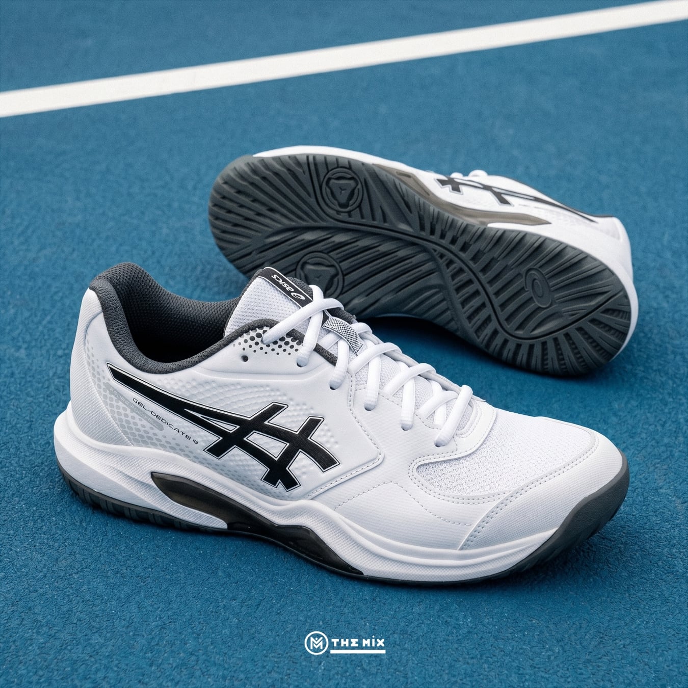 Asics Gel Dedicate 9 White Gunmetal, ASICS 1041A545-100, ASICS pickleball shoes, ASICS tennis shoes, GEL Dedicate 9, giày court ASICS, giày pickleball