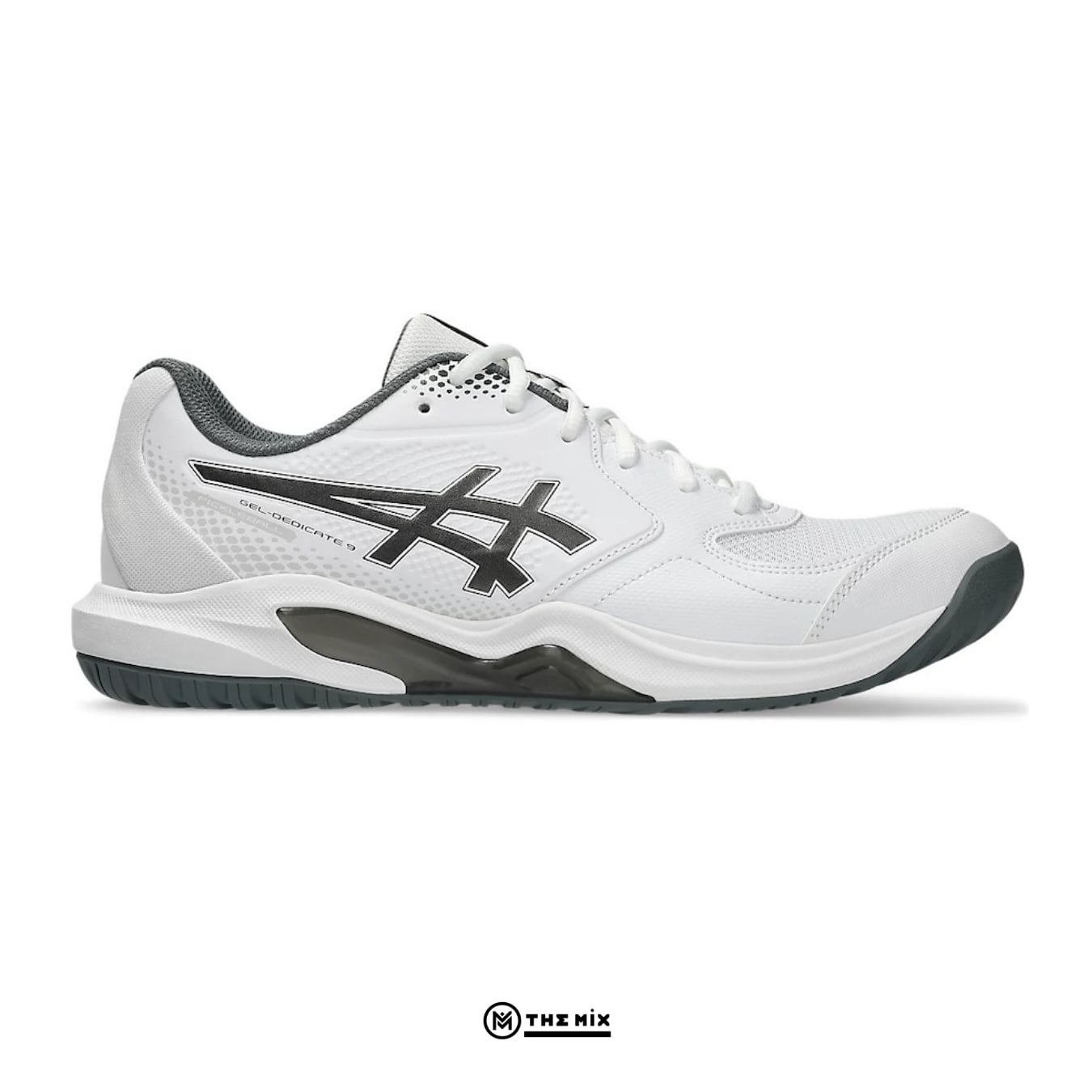 Asics Gel Dedicate 9 White Gunmetal, ASICS 1041A545-100, ASICS pickleball shoes, ASICS tennis shoes, GEL Dedicate 9, giày court ASICS, giày pickleball
