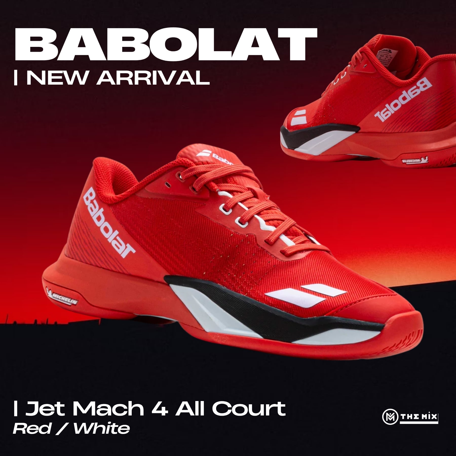 Babolat Jet Mach 4 All Court 'Red / White' - 30S26629B-5050 Chính Hãng