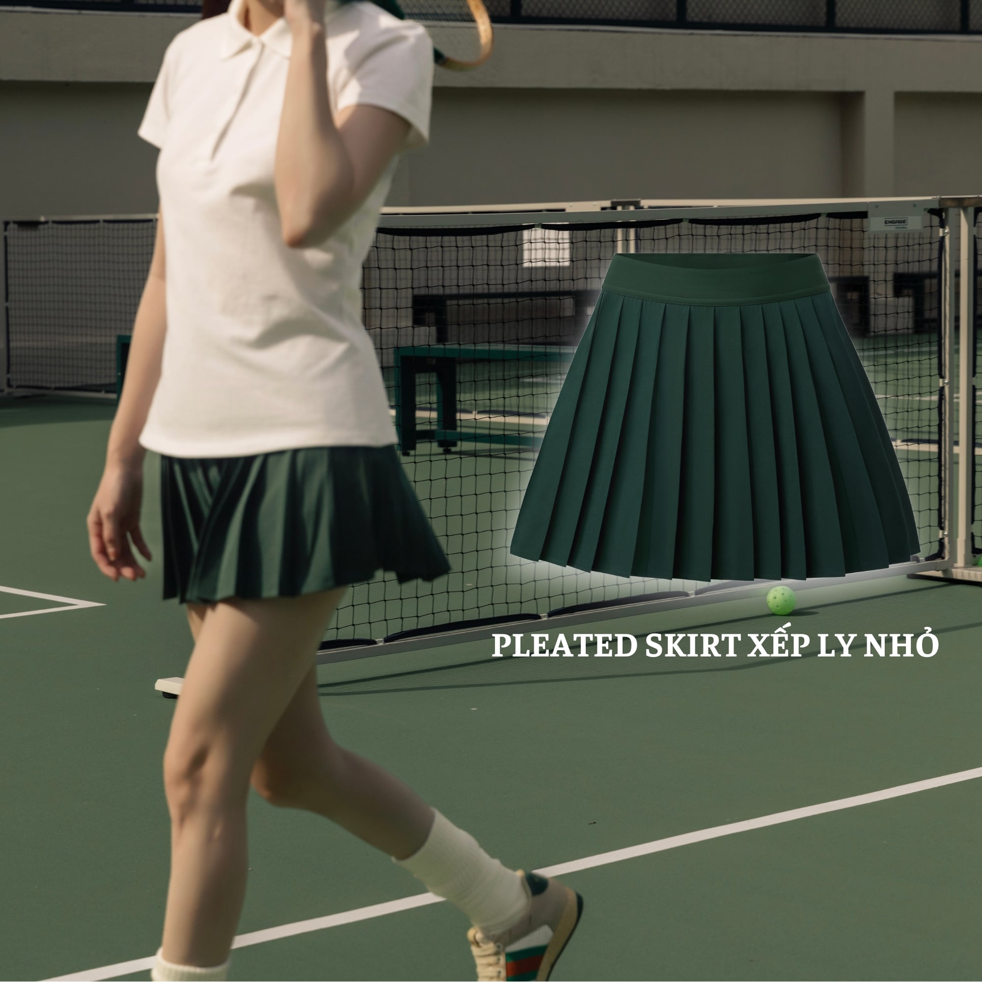 PicknMix - Chân Váy Pleated Skirt Xếp Ly Nhỏ - Xanh Lá