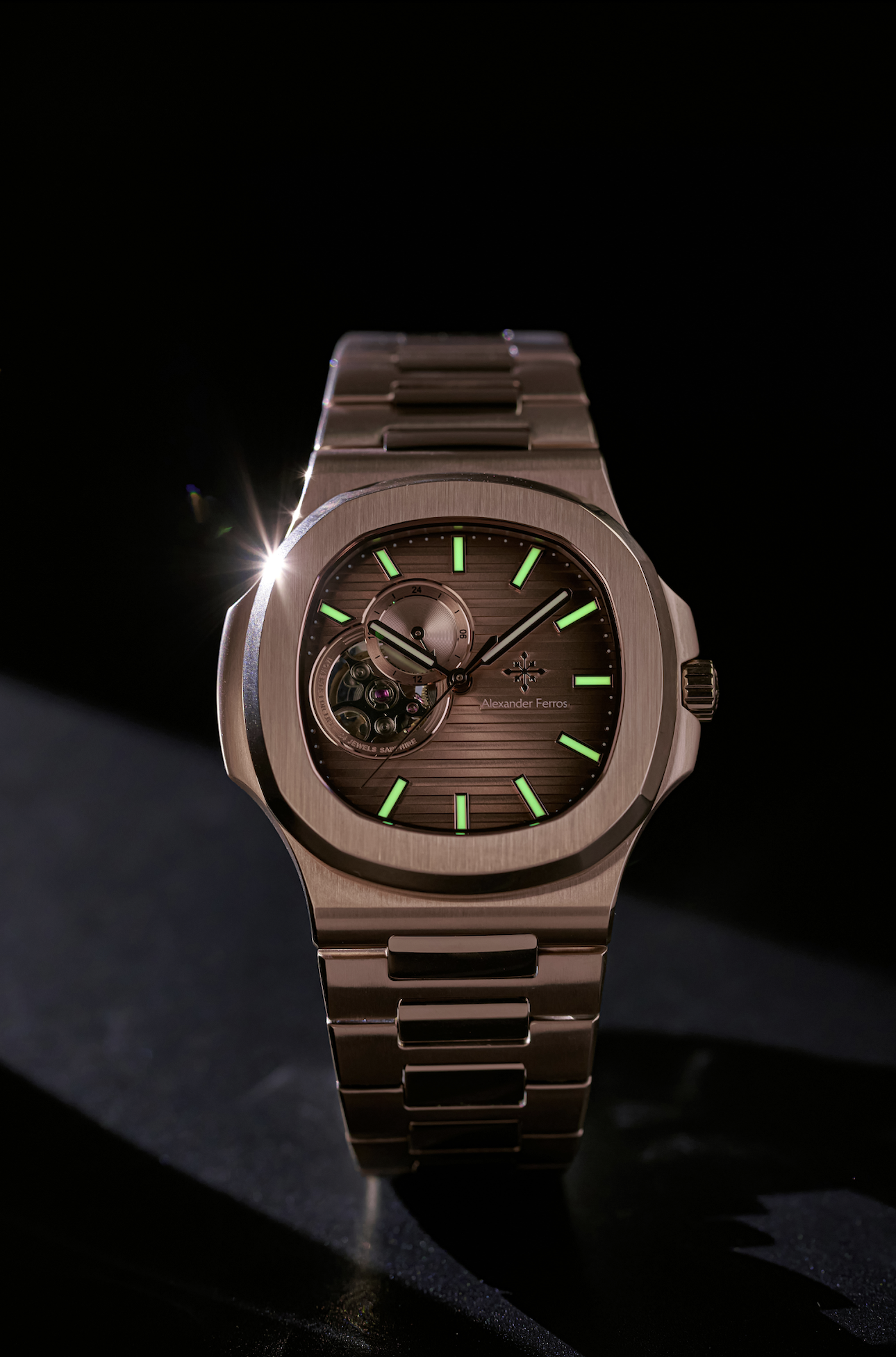 Đồng Hồ AF 6012R/08 Open Heart Brown Gold 41mm