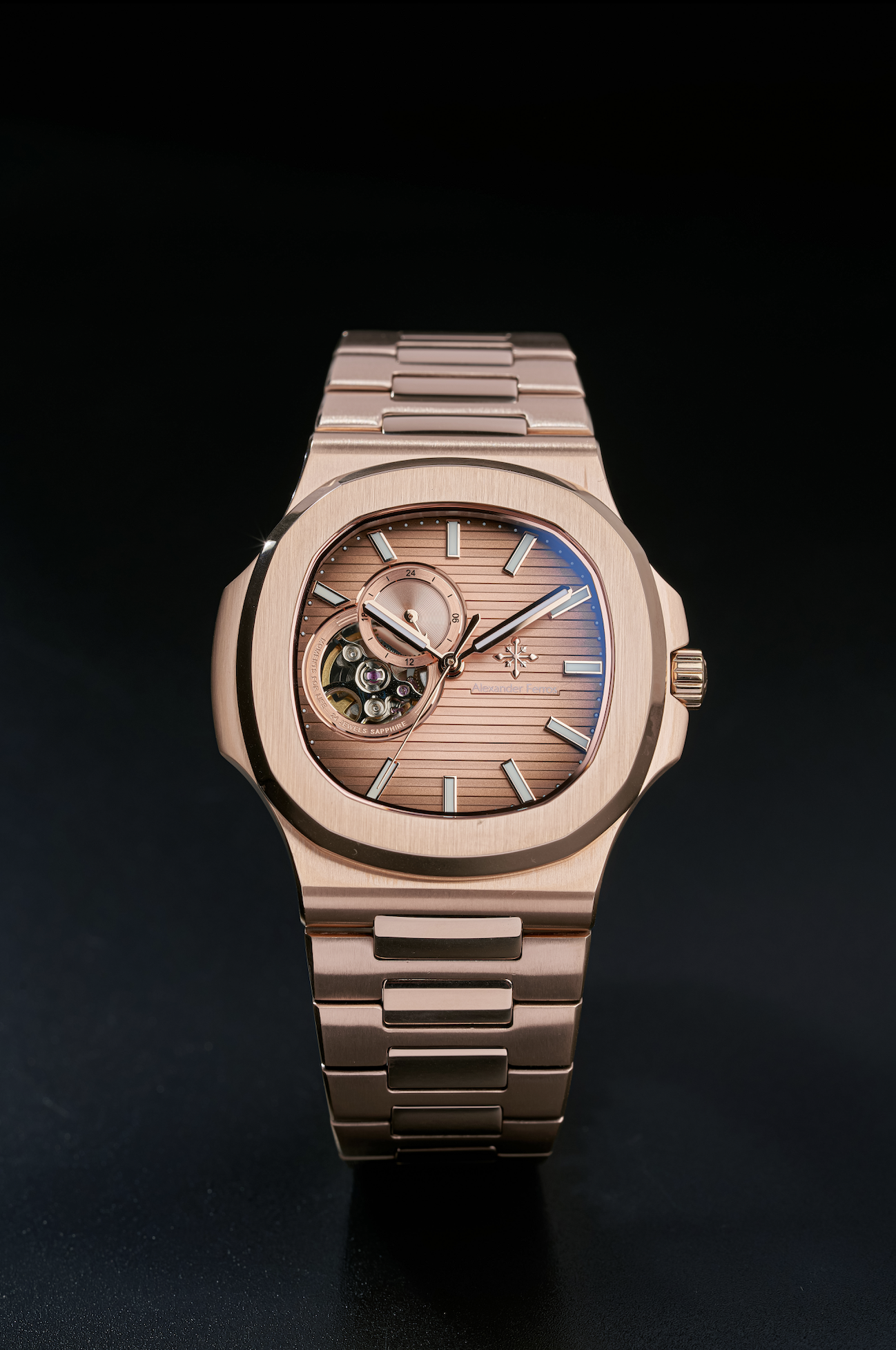 Đồng Hồ AF 6012R/08 Open Heart Brown Gold 41mm