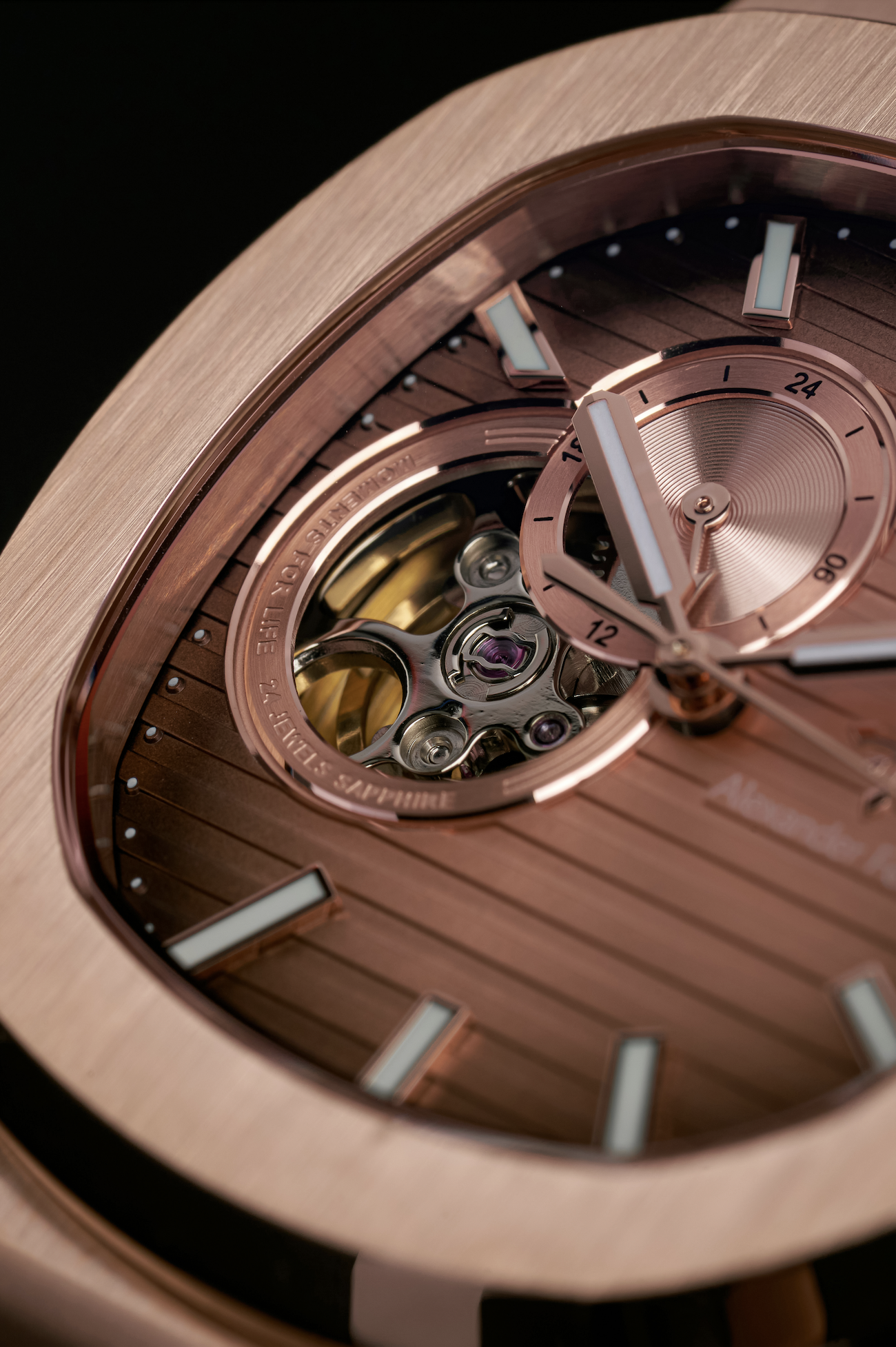 Đồng Hồ AF 6012R/08 Open Heart Brown Gold 41mm