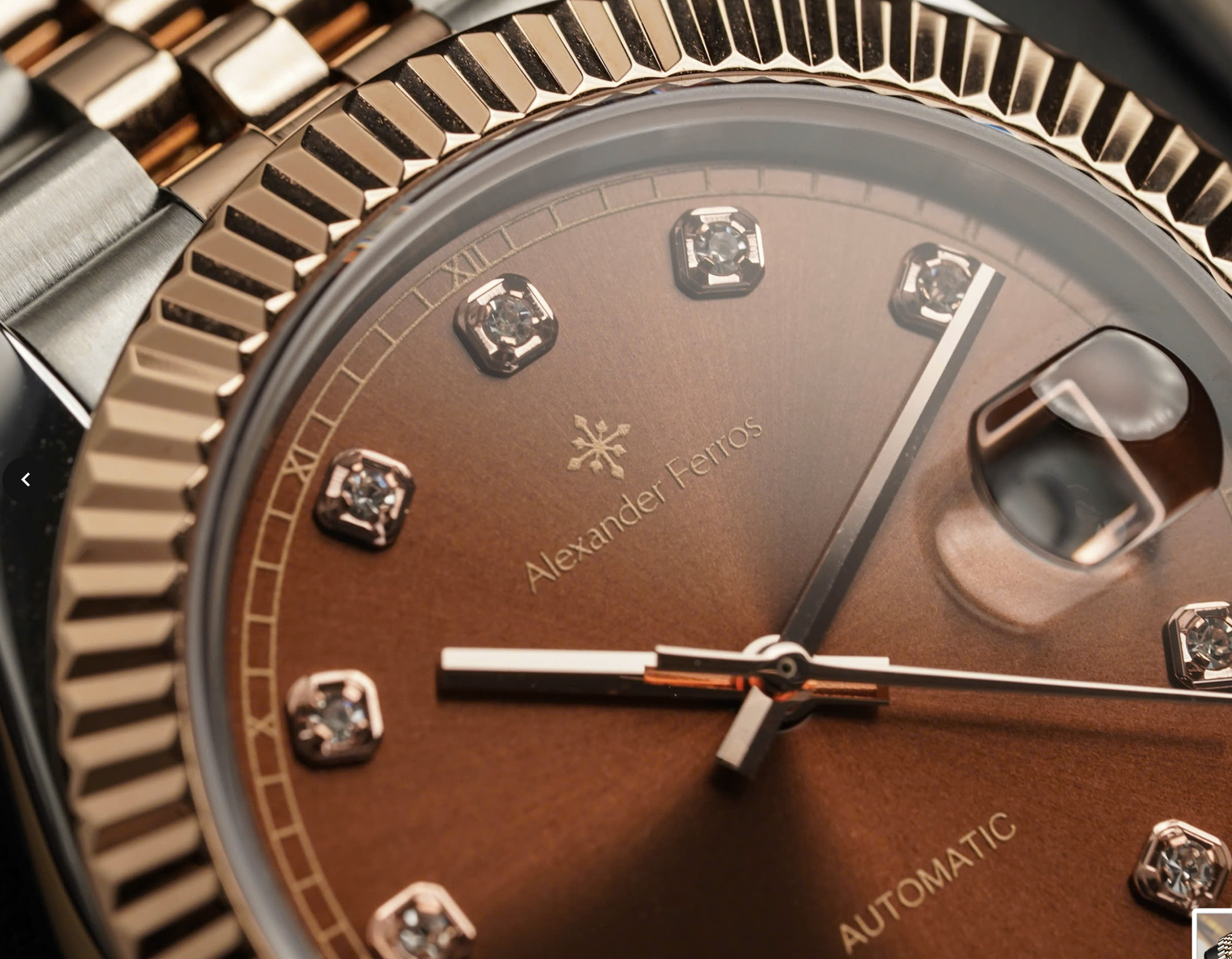 Đồng Hồ Alexander Ferros 8232D/08 - 38mm Choco Sunburst Dial Fluted