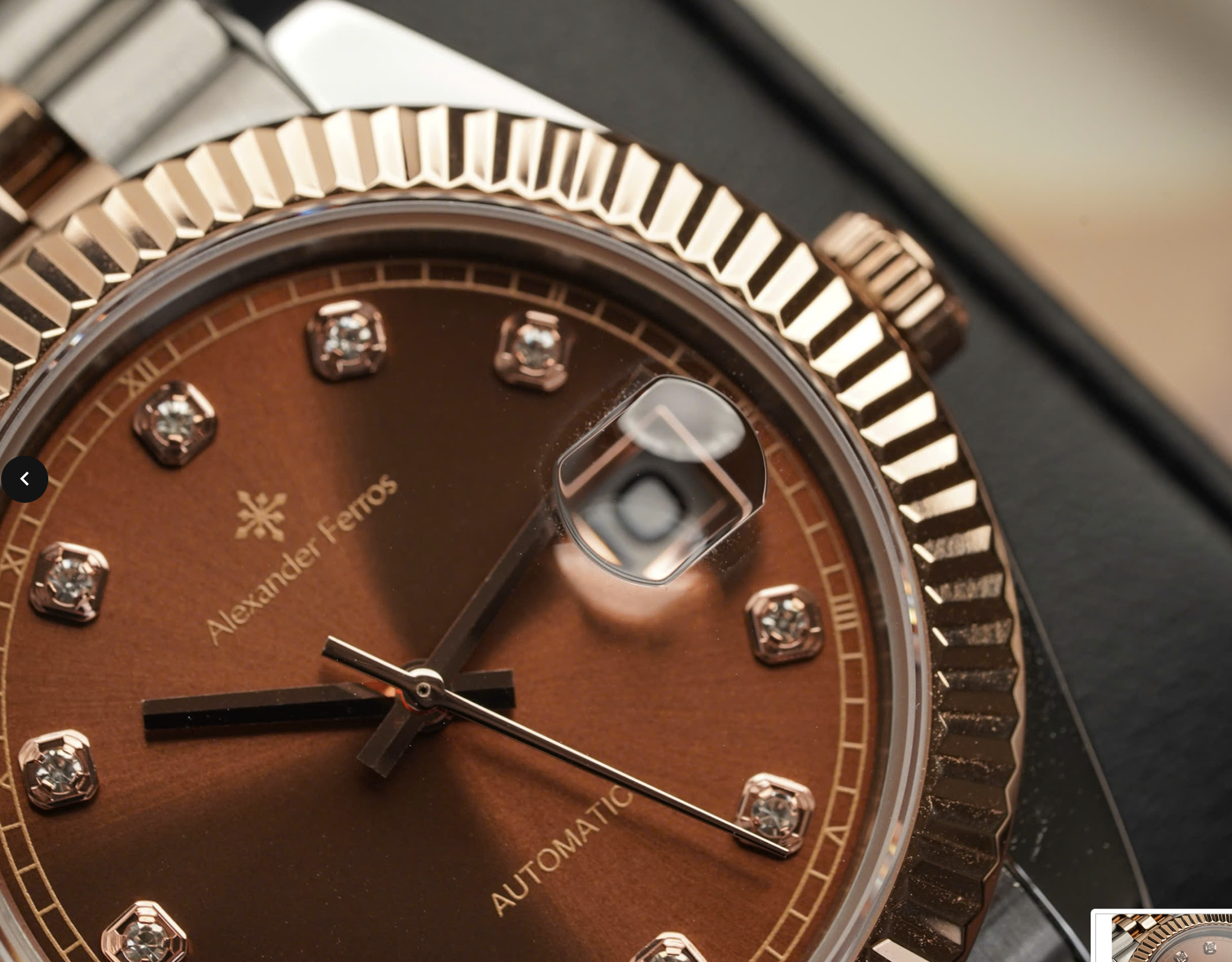 Đồng Hồ Alexander Ferros 8132D/08 - 40mm Choco Sunburst Dial Fluted Silver Gold
