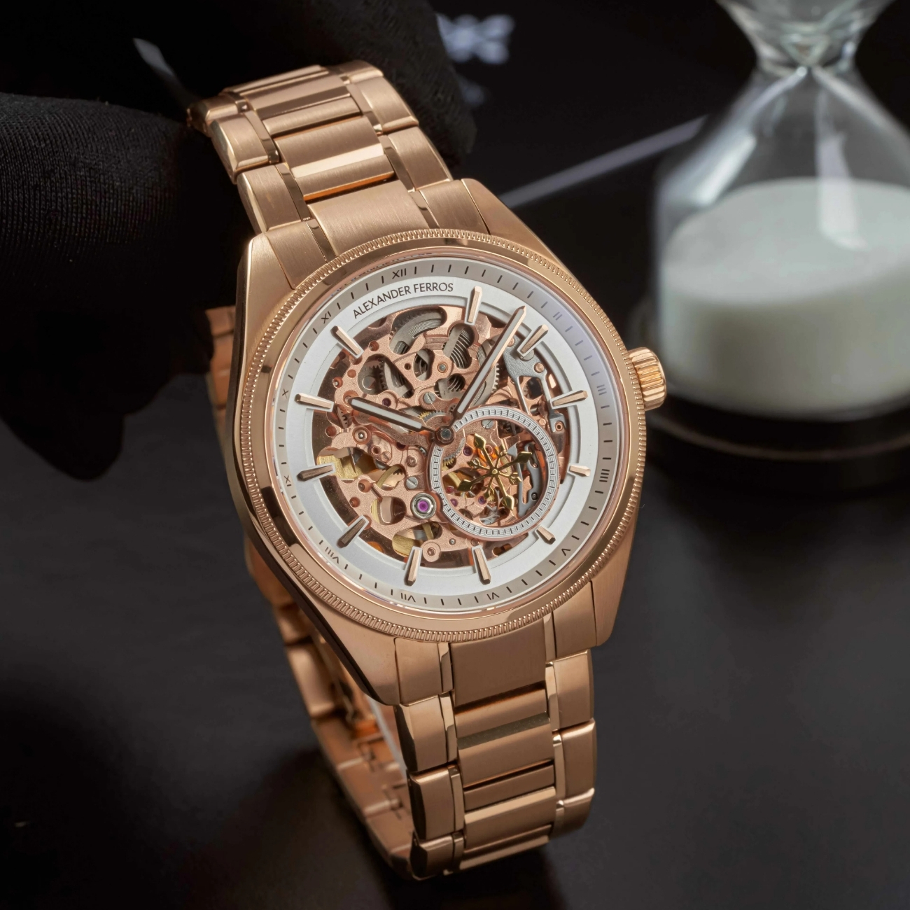 Đồng Hồ AF 9262R-02 - 40mm - White Gold Automatic Skeleton