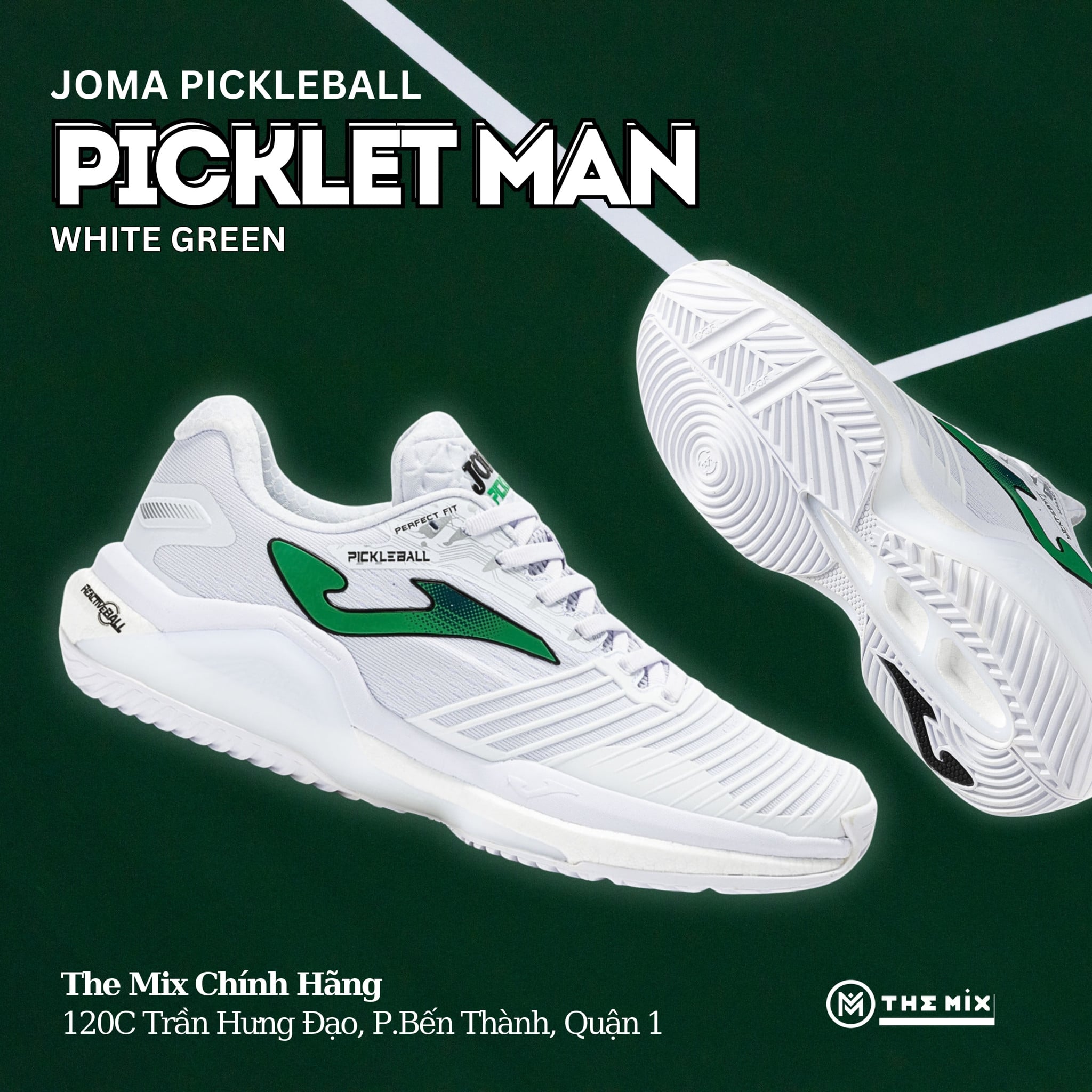 Joma Picklet Man White Green - PICKS2502 - Chính Hãng tại The Mix
