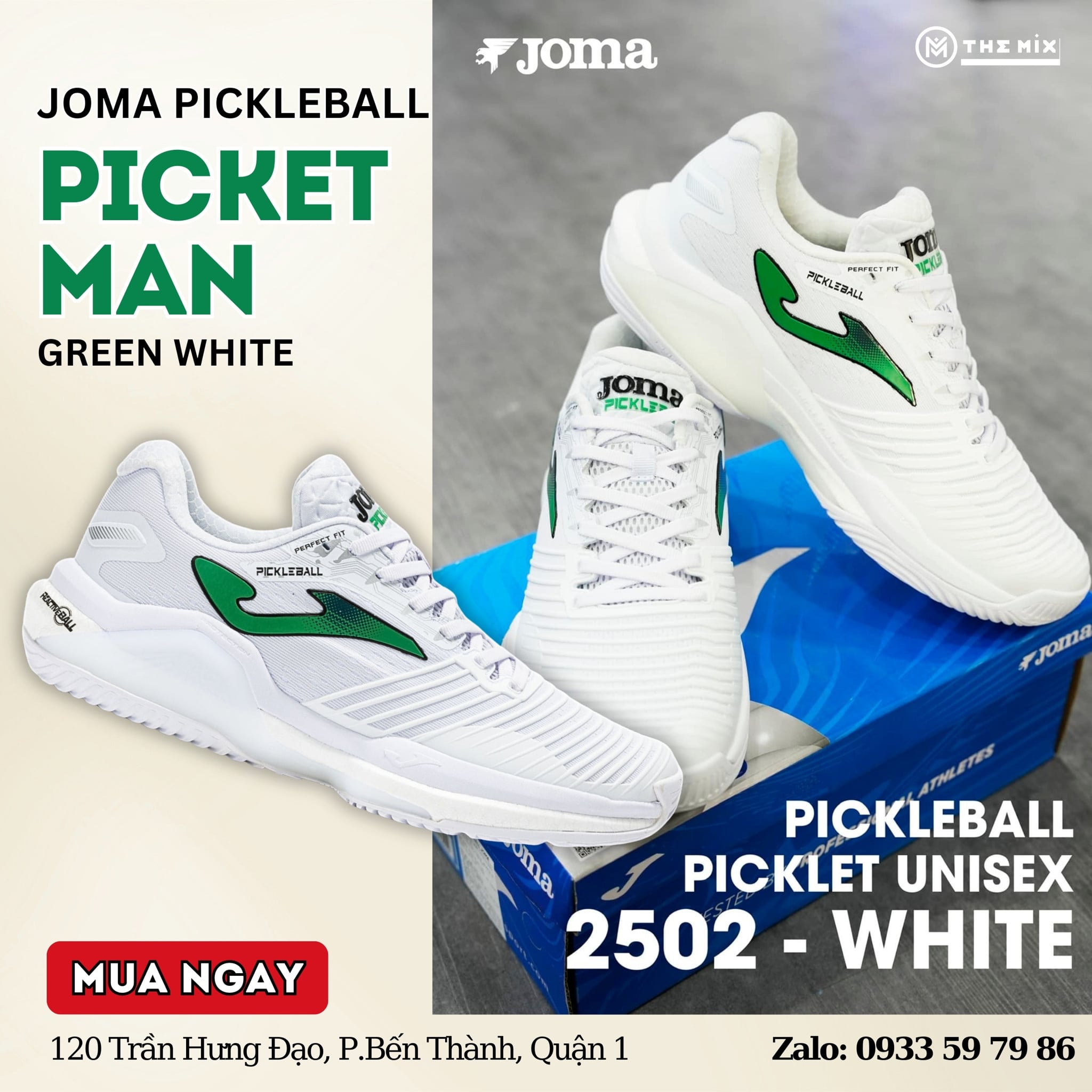 Joma Picklet Man White Green - PICKS2502 - Chính Hãng tại The Mix
