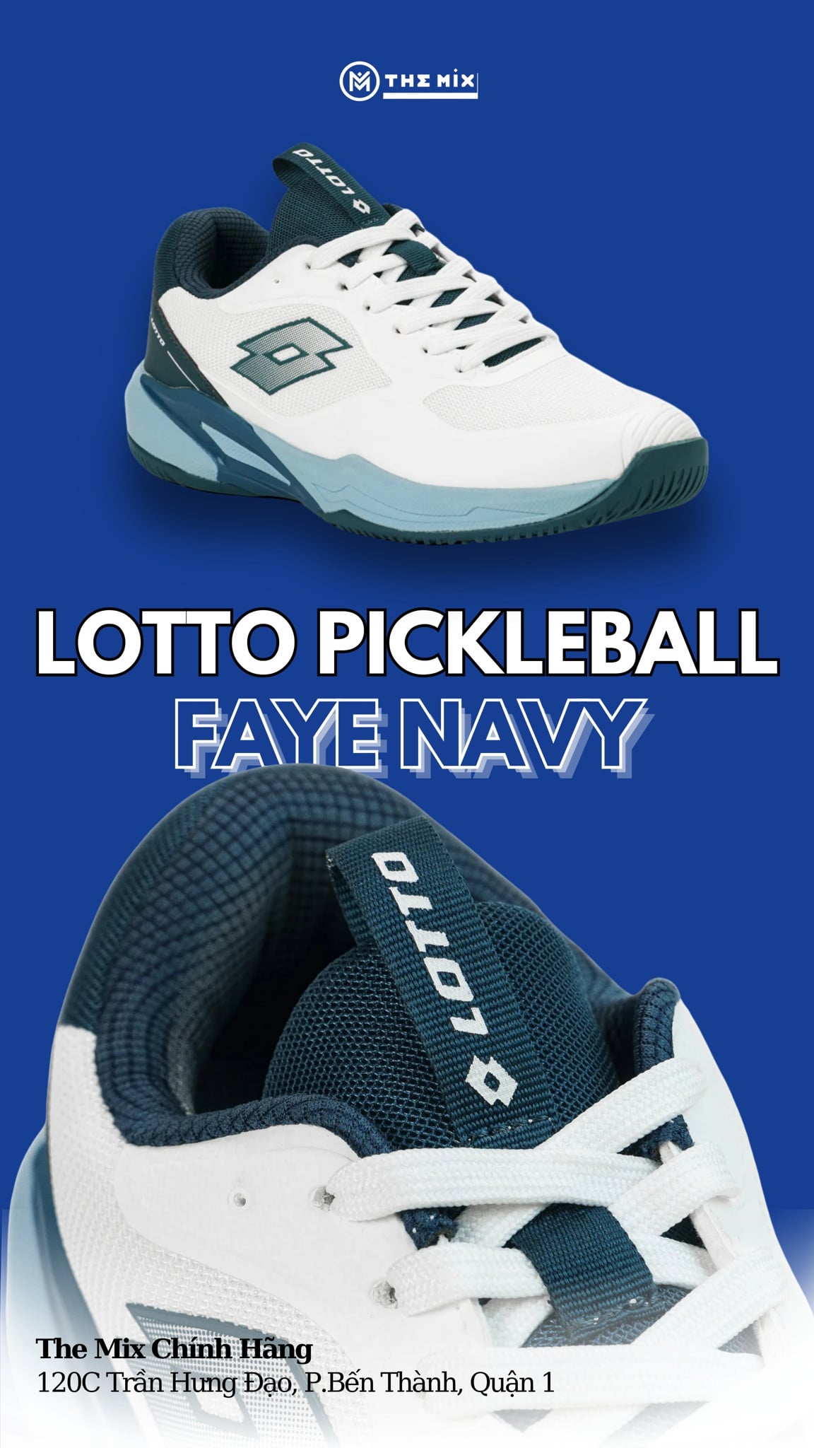 LOTTO Faye Pickleball Tennis White Blue Sport - LOTTE0901W Chính Hãng