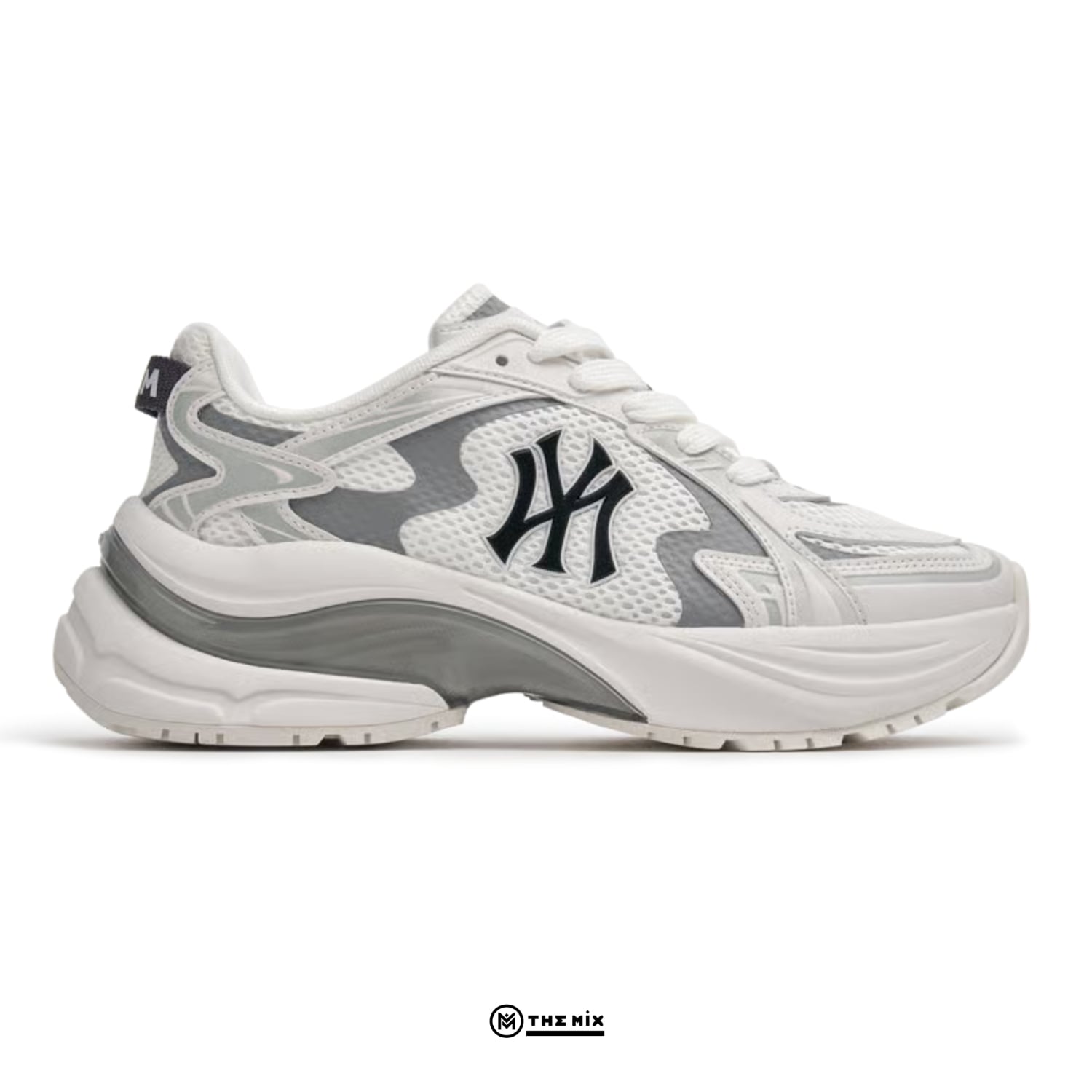 MLB Curve Runner NY Trắng Xám 2025, MLB 3ARNSPL4N-50WHS, MLB Curve Runner, MLB NY White Grey, sneaker MLB trắng xám, New York Yankees sneaker, MLB Korea 2025