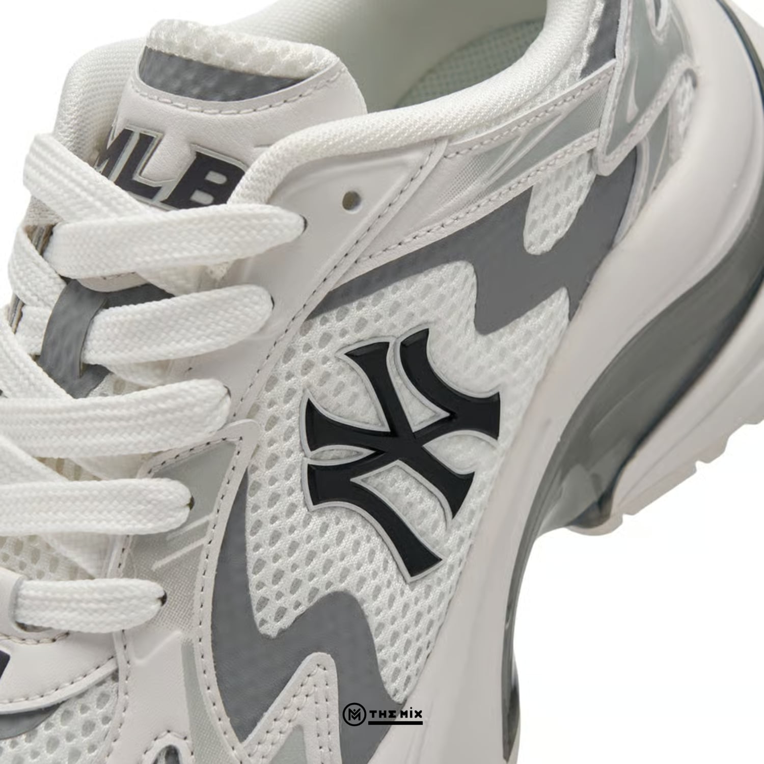 MLB Curve Runner NY Trắng Xám 2025, MLB 3ARNSPL4N-50WHS, MLB Curve Runner, MLB NY White Grey, sneaker MLB trắng xám, New York Yankees sneaker, MLB Korea 2025
