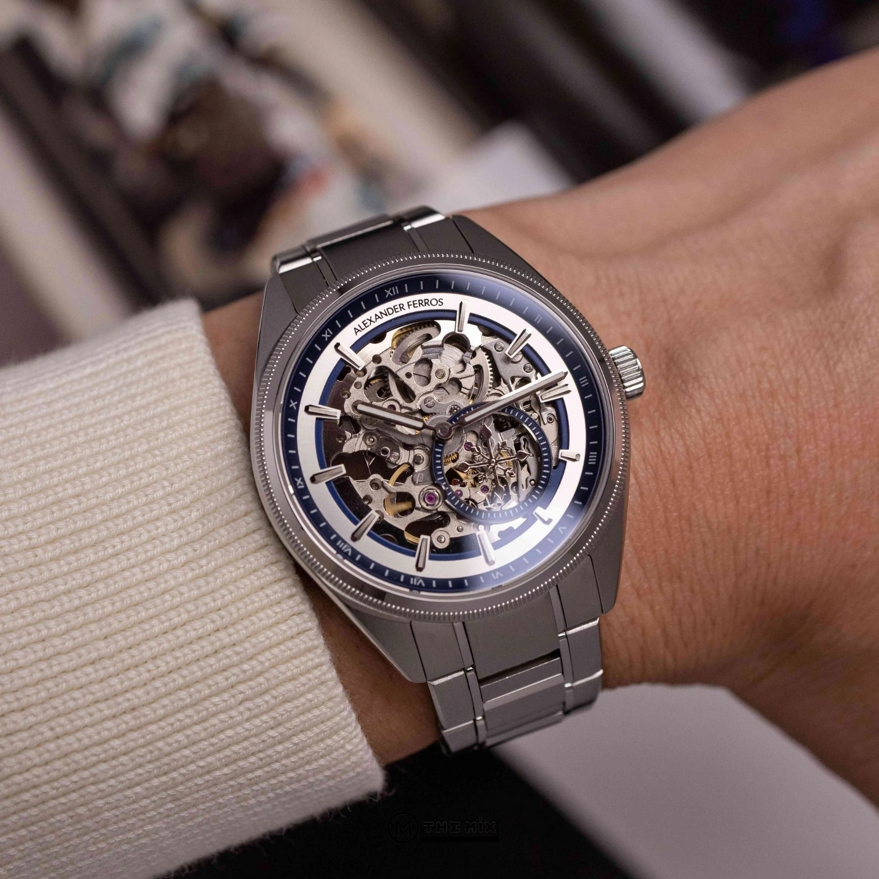 Đồng Hồ Alexander Ferros 9262S/05 - 40mm White Navy Automatic Skeleton