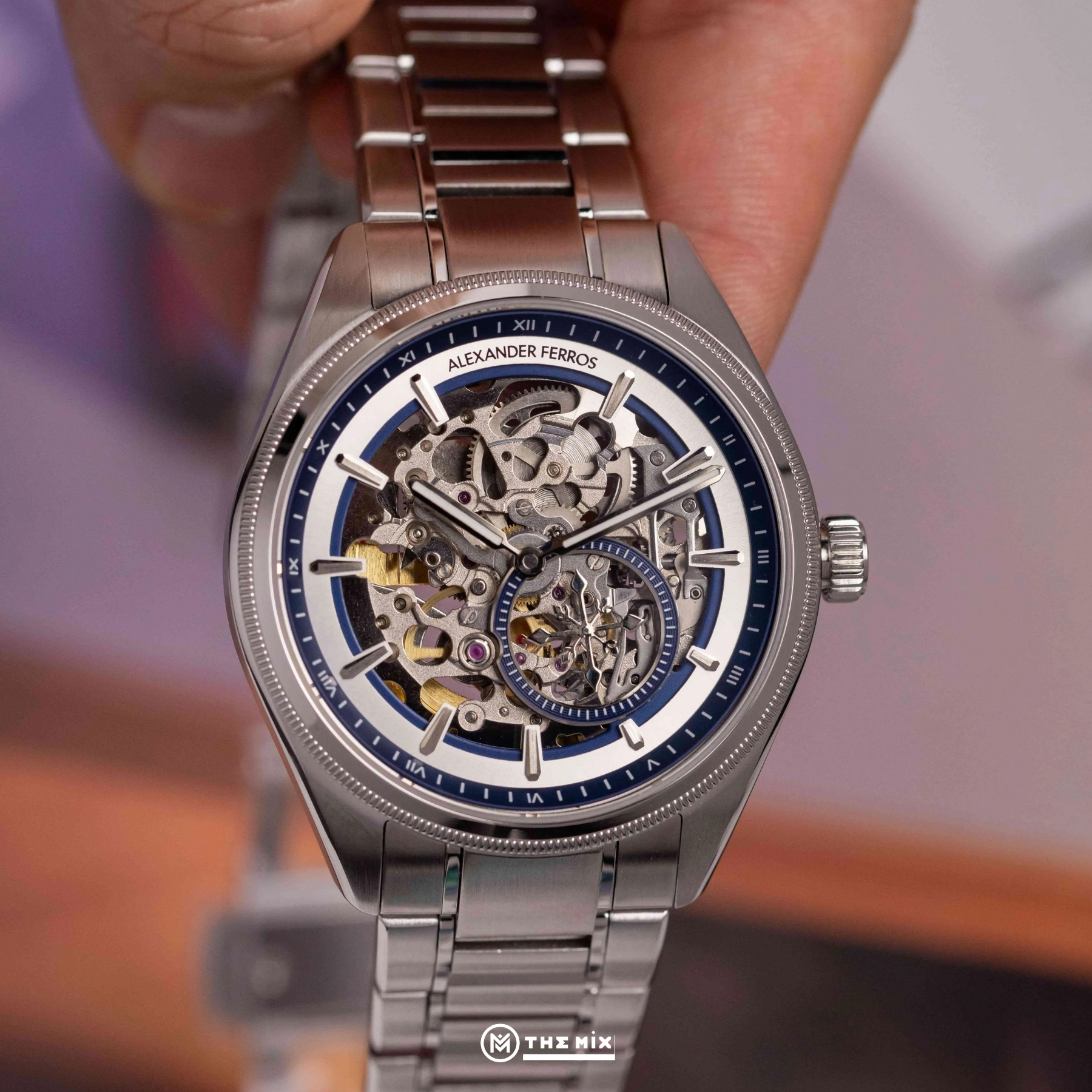 Đồng Hồ Alexander Ferros 9262S/05 - 40mm White Navy Automatic Skeleton