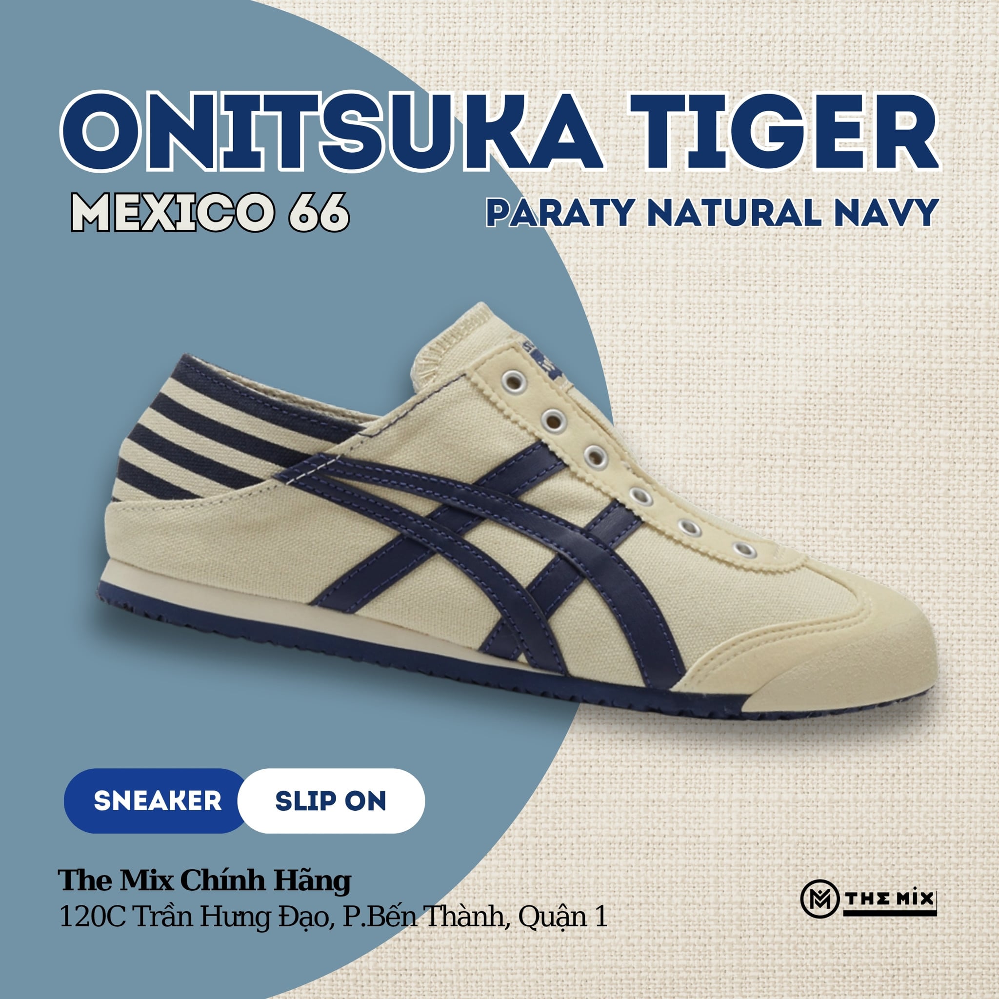 Onitsuka Tiger Mexico 66 Paraty Natural Navy - 1183C233-250 Chính Hãng
