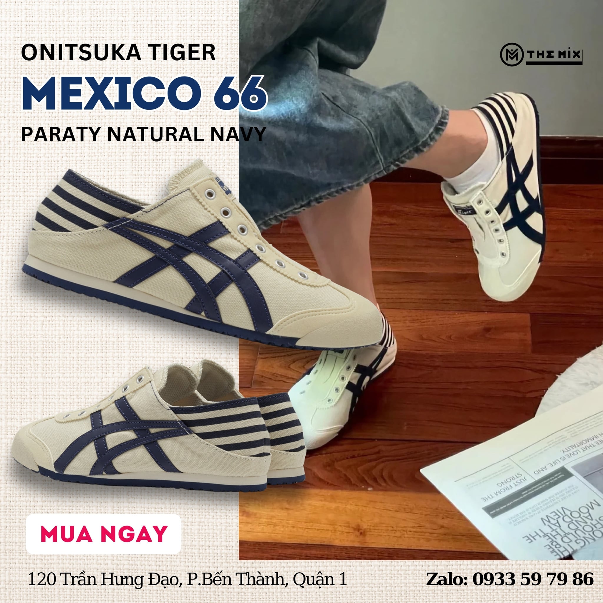 Onitsuka Tiger Mexico 66 Paraty Natural Navy - 1183C233-250 Chính Hãng