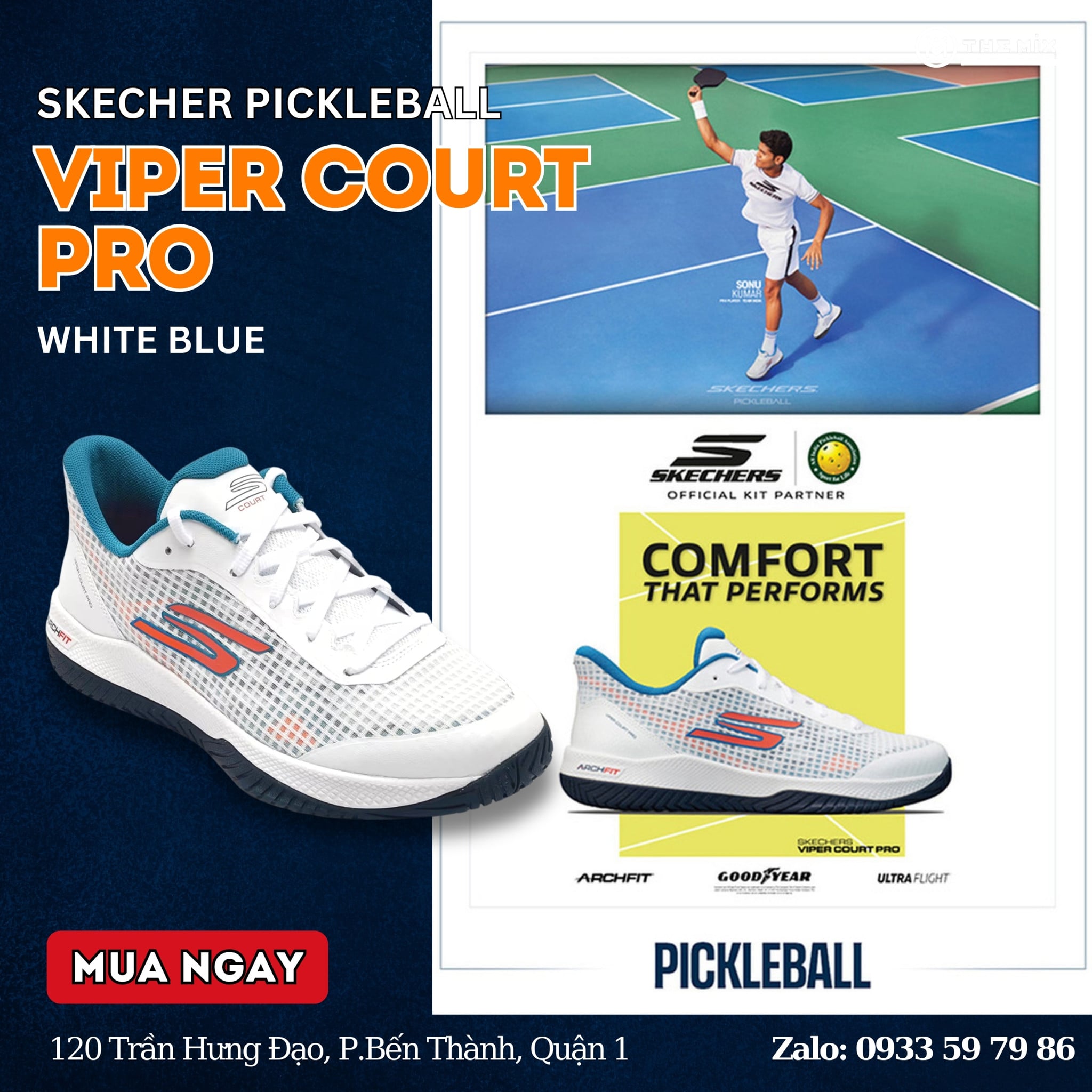 Skechers Viper Court Pro 'White' - 246069C-WTQ - Skechers Chính Hãng