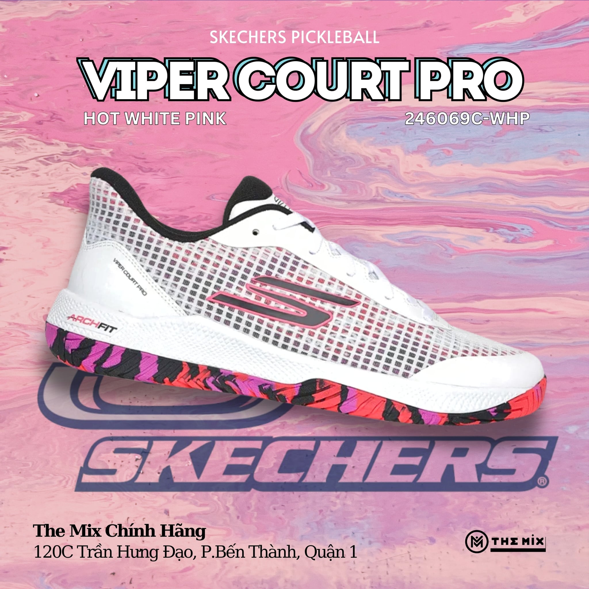 Skechers Viper Court Pro ‘White Hot Pink’ - 246069C-WHP