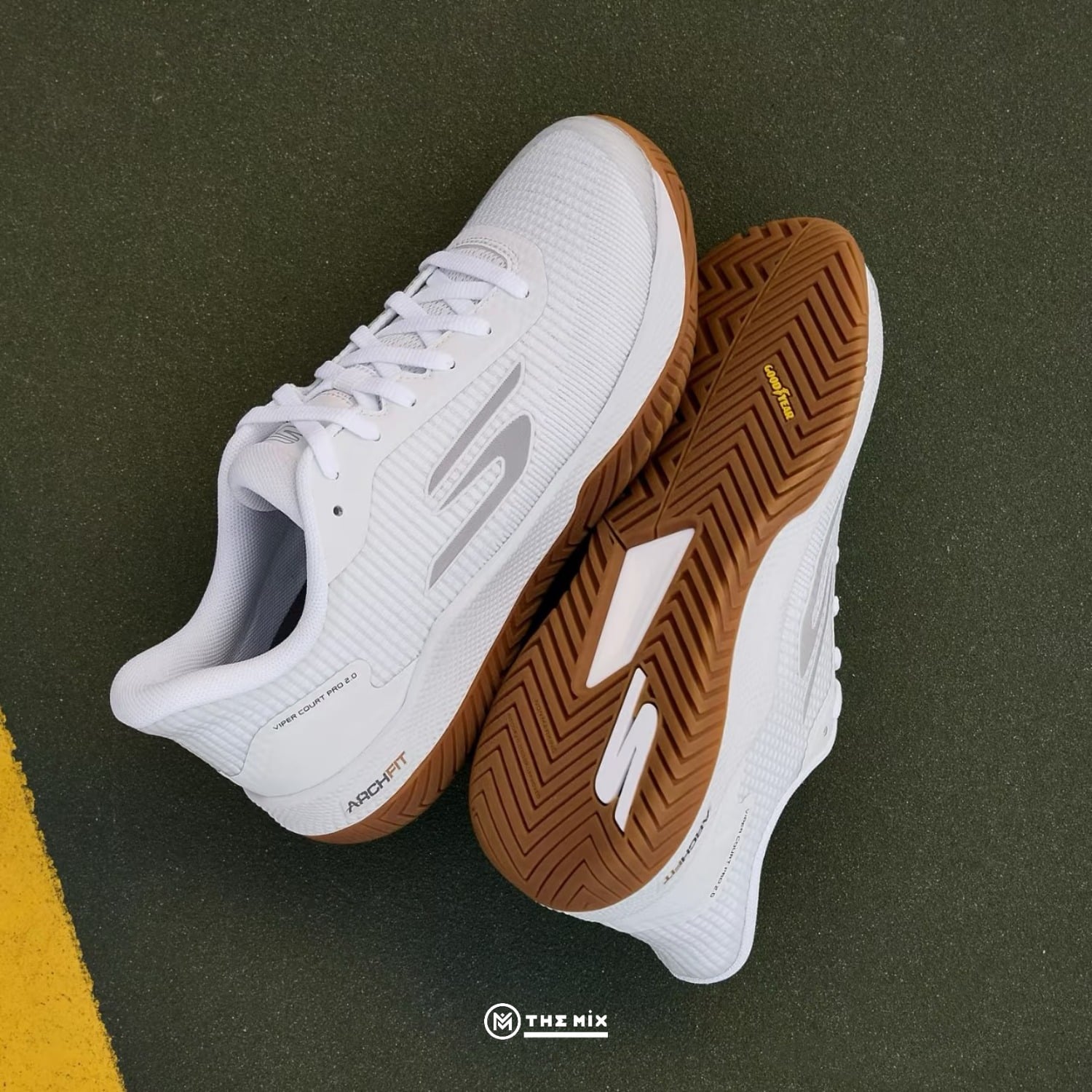 Skechers Viper Court Pro 2.0 White, Skechers pickleball shoes, 172109W-WHT, Goodyear Performance outsole, white pickleball shoes, court shoes - Giày Pickleball Skecher