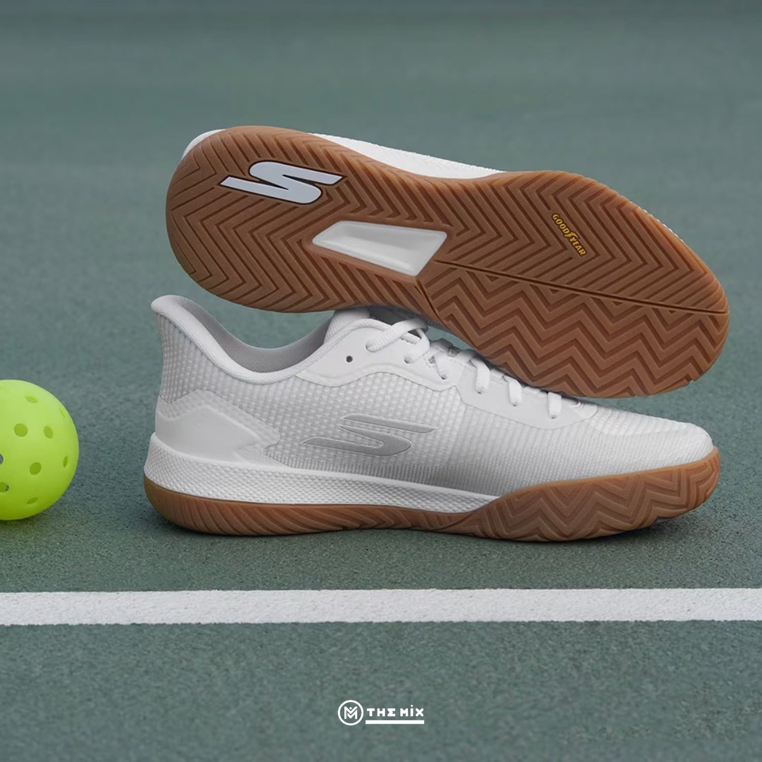 Skechers Viper Court Pro 2.0 White, Skechers pickleball shoes, 172109W-WHT, Goodyear Performance outsole, white pickleball shoes, court shoes - Giày Pickleball Skecher
