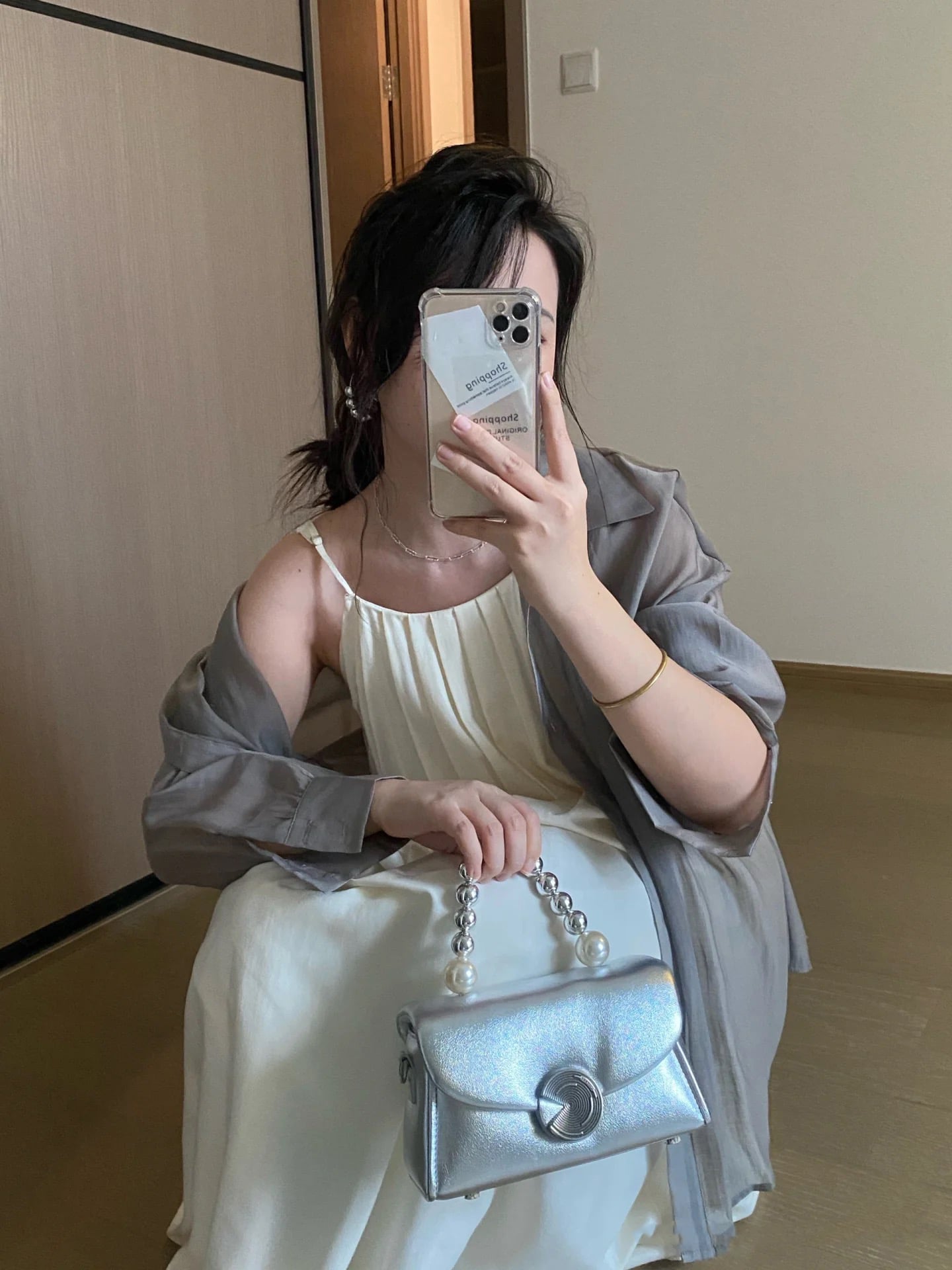 Túi Jual Aroana Bag Chain Tròn - Bạc Metalic