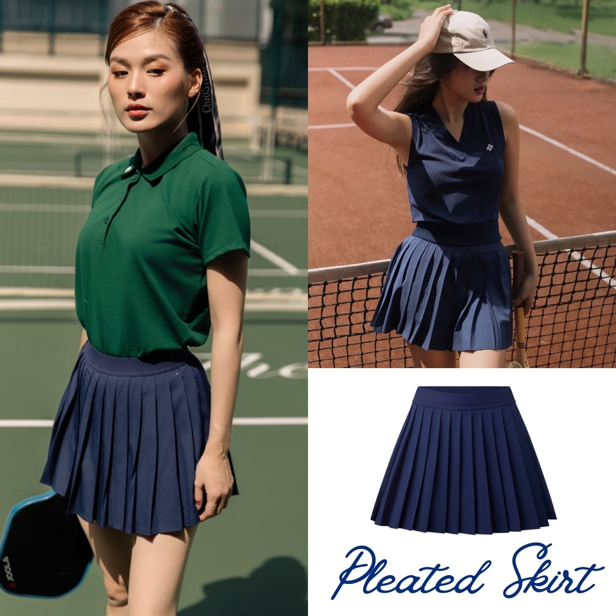 PicknMix - Chân Váy Pleated Skirt Xếp Ly Nhỏ - Xanh Navy