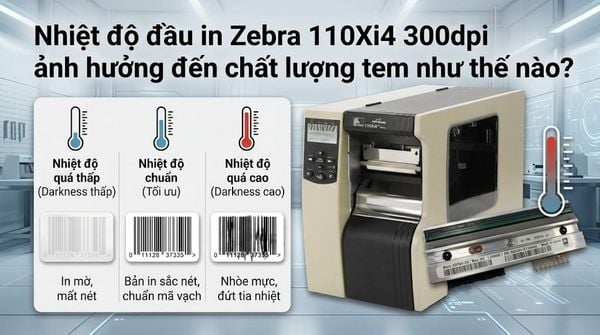 Nhiệt độ đầu in Zebra 110Xi4 300dpi ảnh hưởng đến chất lượng tem như thế nào?