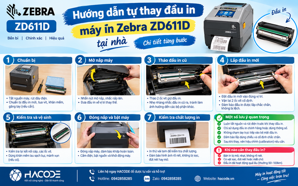 Hướng dẫn tự thay đầu in máy in Zebra ZD611D tại nhà chi tiết từng bước