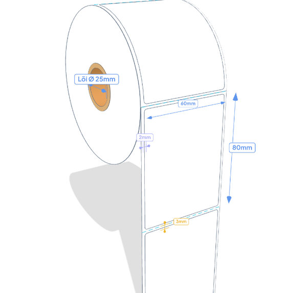 Giấy decal 60x80mm x 50m