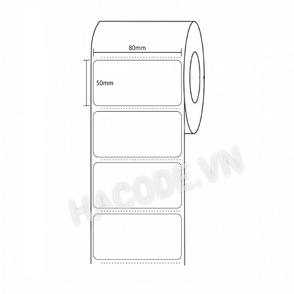 giấy decal có kích thước 80x50mm x 50m