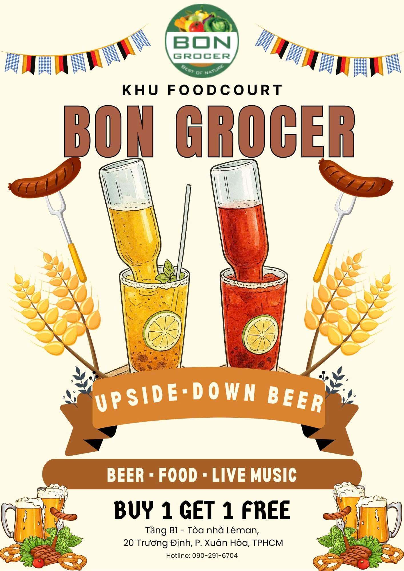 Trải Nghiệm Ẩm Thực Độc Đáo Tại Khu Foodcourt BON Grocer – Bia Úp Ngược Và Combo Món Ăn Hấp Dẫn