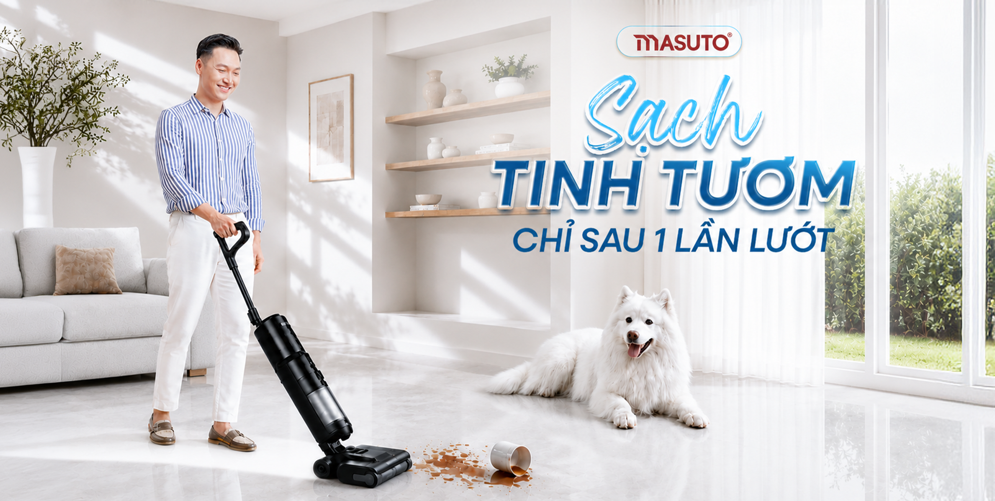 Máy hút bụi lau nhà không dây Masuto FlexiFold - Sạch tinh tươm chỉ sau 1 lần lướt đẩy