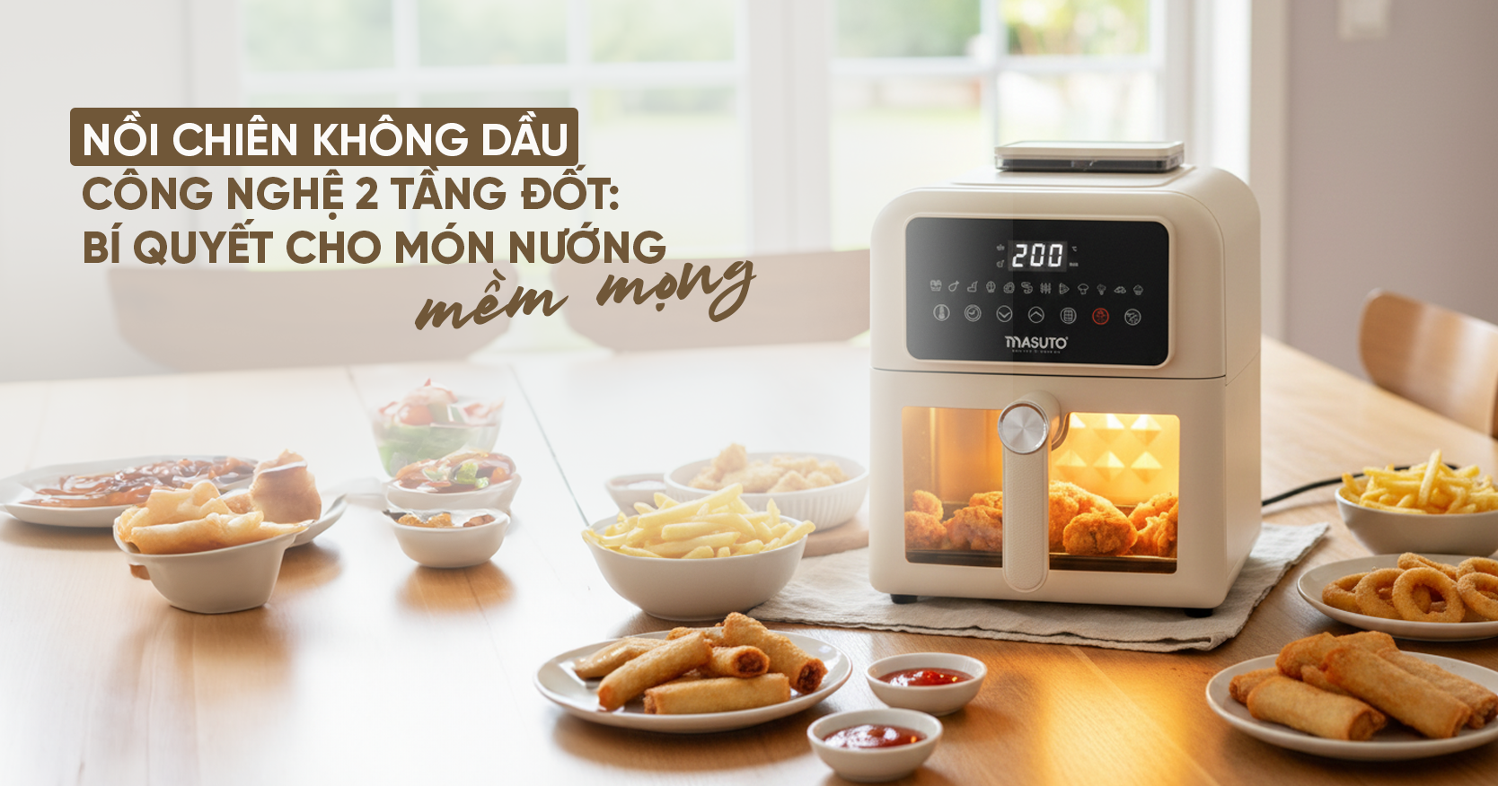 Nồi Chiên Không Dầu Công Nghệ 2 Tầng Đốt: Bí Quyết Cho Món Nướng Mềm Mọng