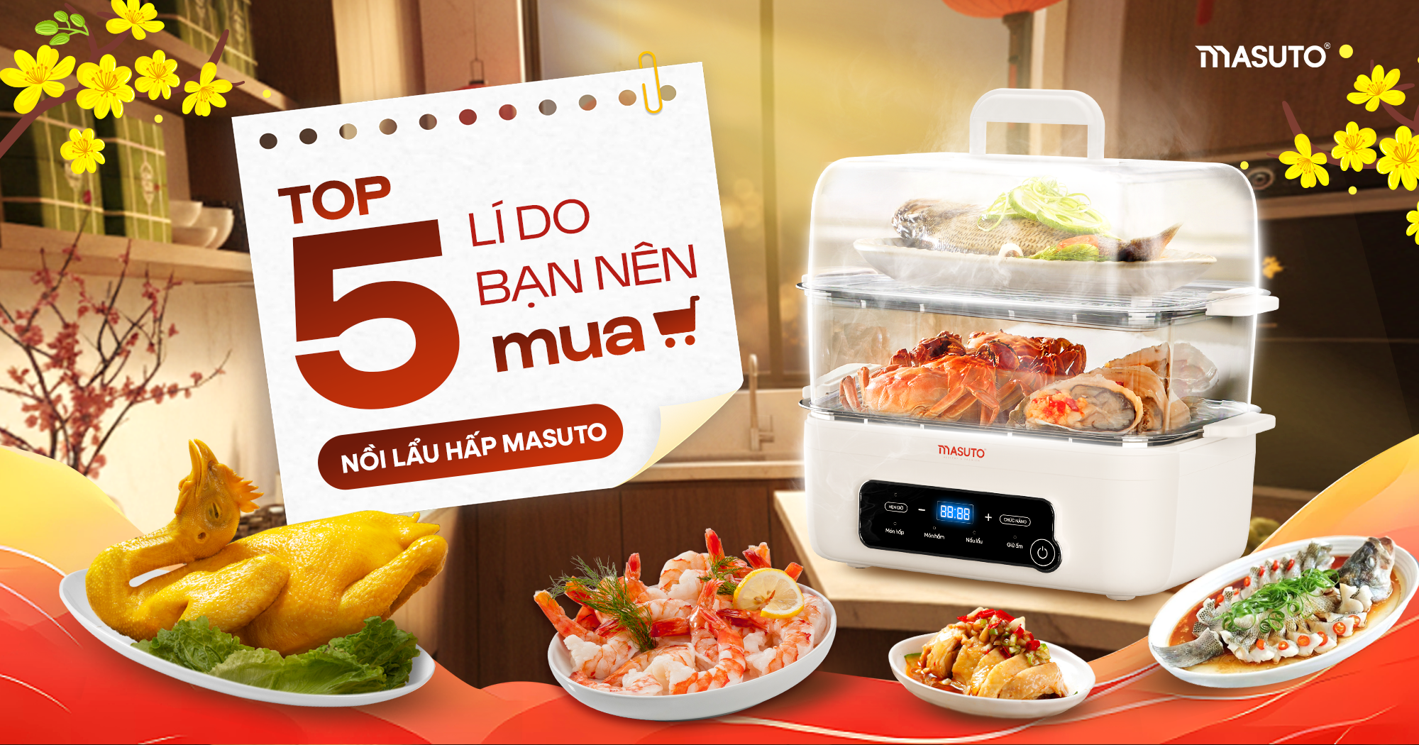 Top 5 lí do bạn nên mua cho mình 1 chiếc Nồi lẩu hấp đa năng Masuto Mssteam!