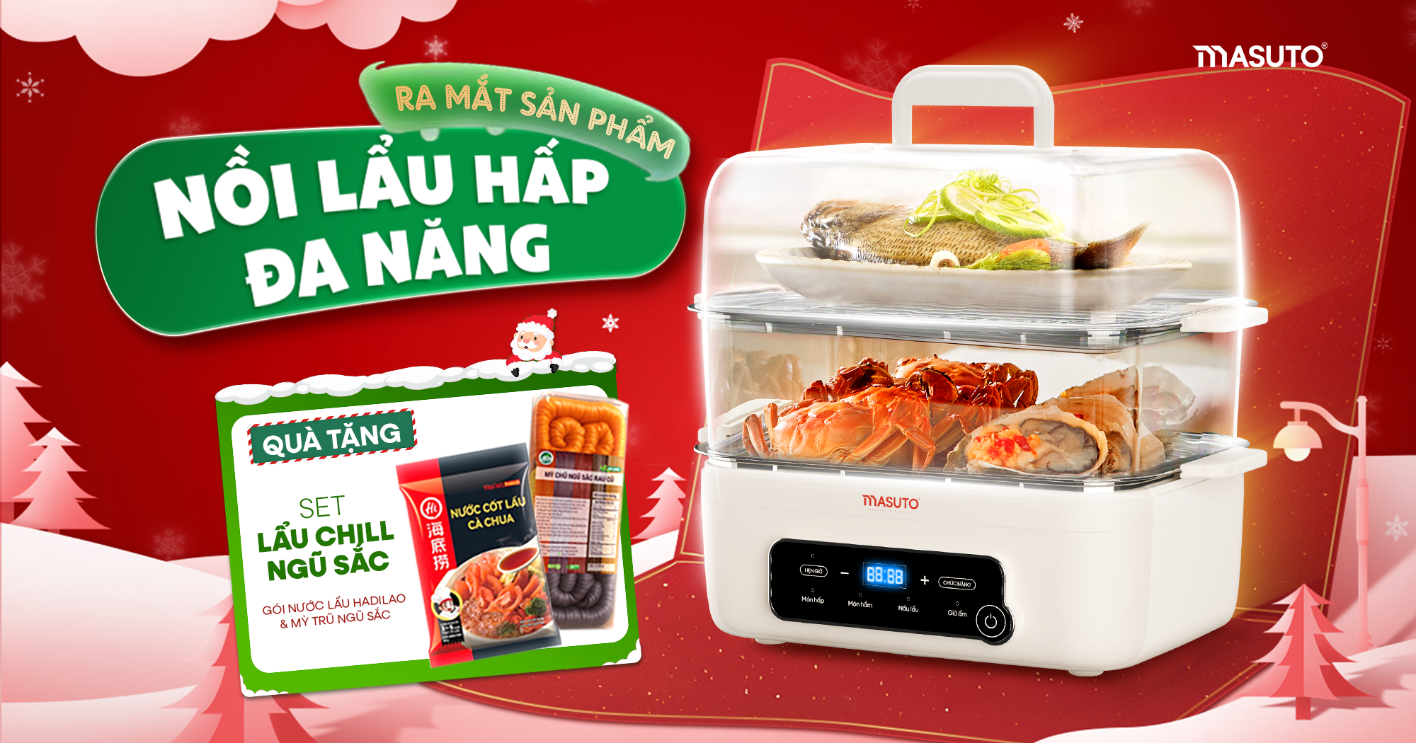 DEAL LỚN: Mừng Ra Mắt: Mua Nồi Lẩu Hấp Đa Năng Masuto Nhận Ngay Set Lẩu Chill Ngũ Sắc SỐ LƯỢNG CÓ HẠN!