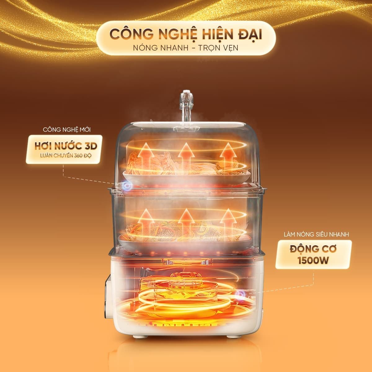 Nồi hấp điện 2 tầng Masuto – Công nghệ hấp tuần hoàn hơi nước, chín đều