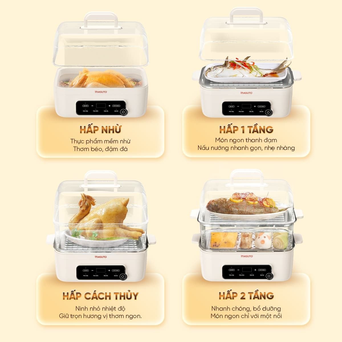 Nồi lẩu hấp Maassuto đa năng, hấp rau củ và hải sản.