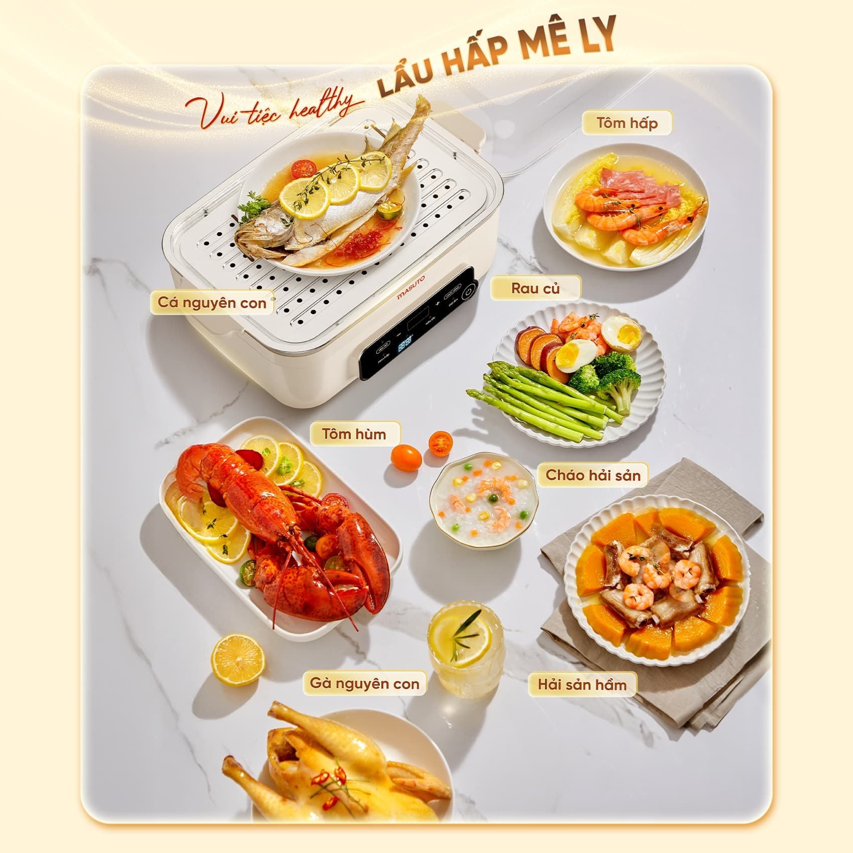 Nồi lẩu Masuto 3.5L, hầm canh, nấu lẩu cho 2–4 người.