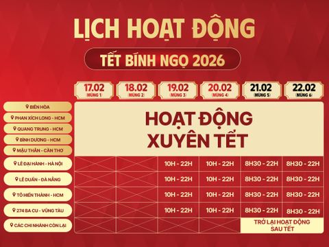 Lịch Hoạt Động 160STORE Tết Bính Ngọ 2026