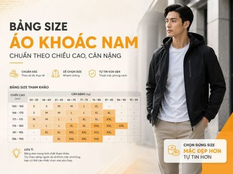 Bảng size áo khoác nam chuẩn theo chiều cao, cân nặng