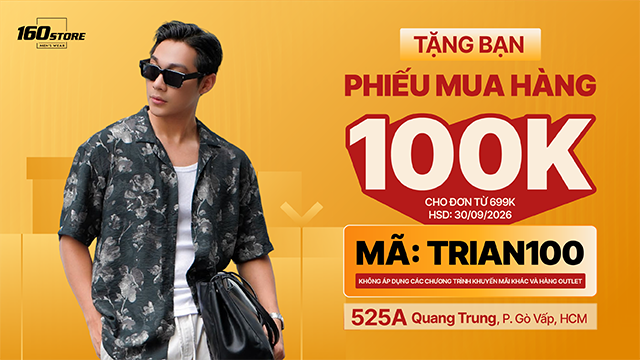 160STORE Tặng Bạn Voucher 100K Mua Sắm Hàng Mới