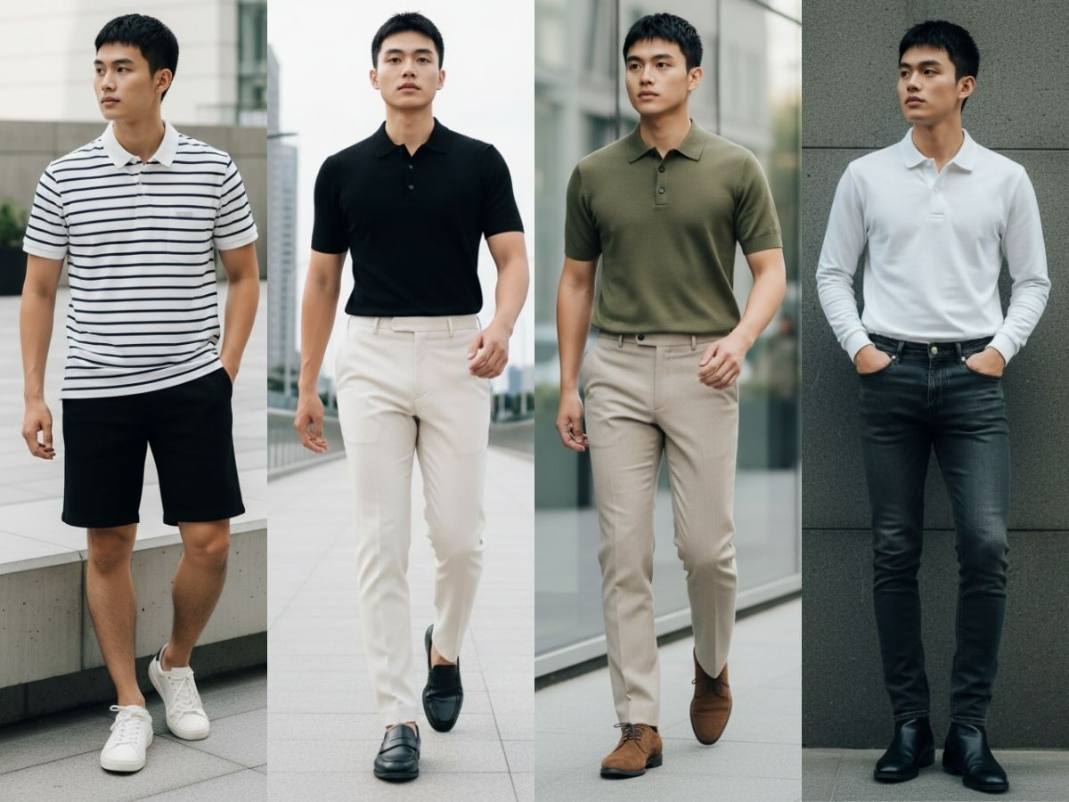 12+ gợi ý outfit phối đồ áo polo nam thanh lịch, trẻ trung